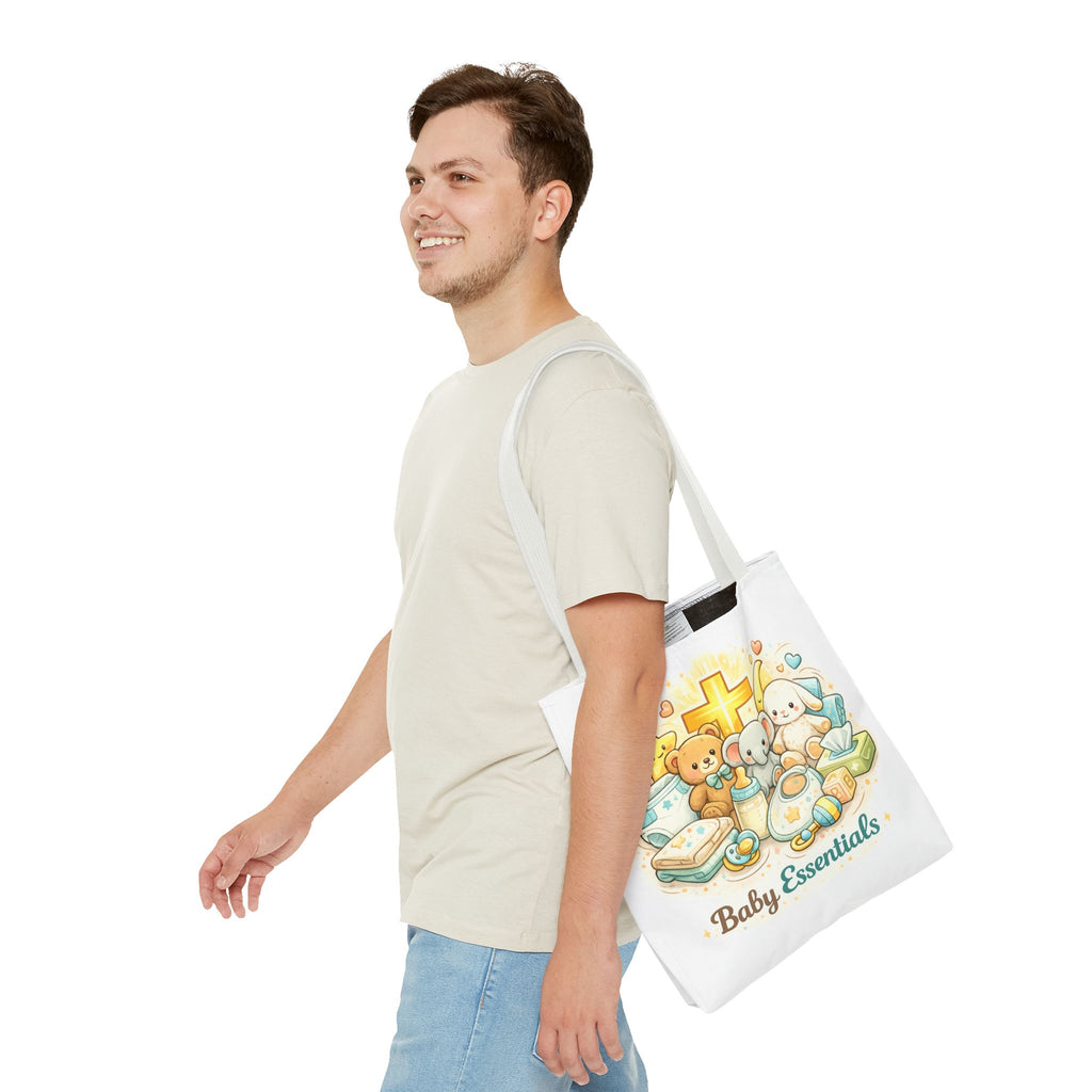 Baby Essentials White Tote Bag | All-Over Print Tote