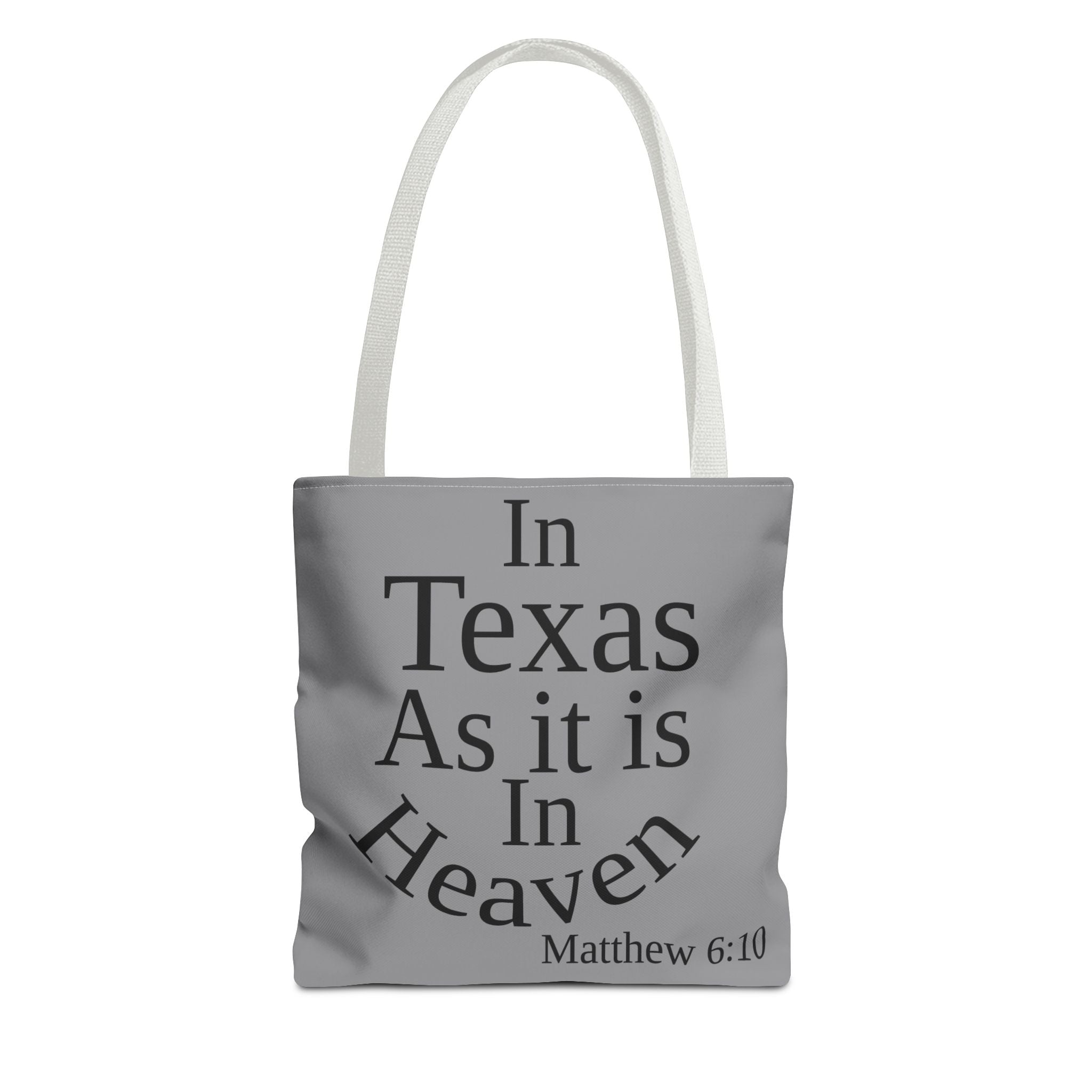 Personalized Grey Matthew 6:10 Bible Verse Tote Bag, City Or State | Market Grocery Book Craft Festival Outing, Lightweight Sturdy Polyester
