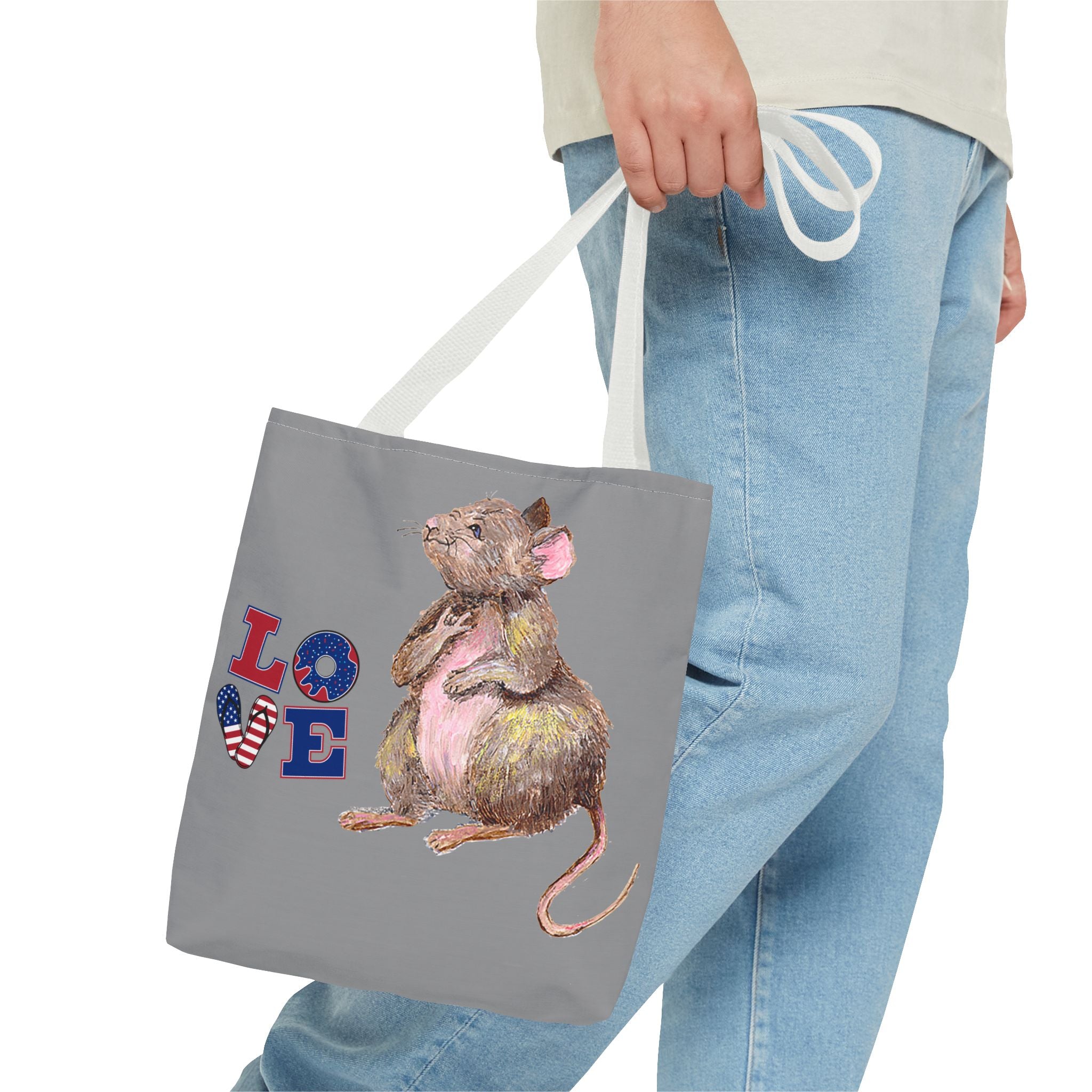 I Love You Mouse Patriotic LOVE Tote Bag | Mouse 1 AND Mouse 2 | All-Over Print