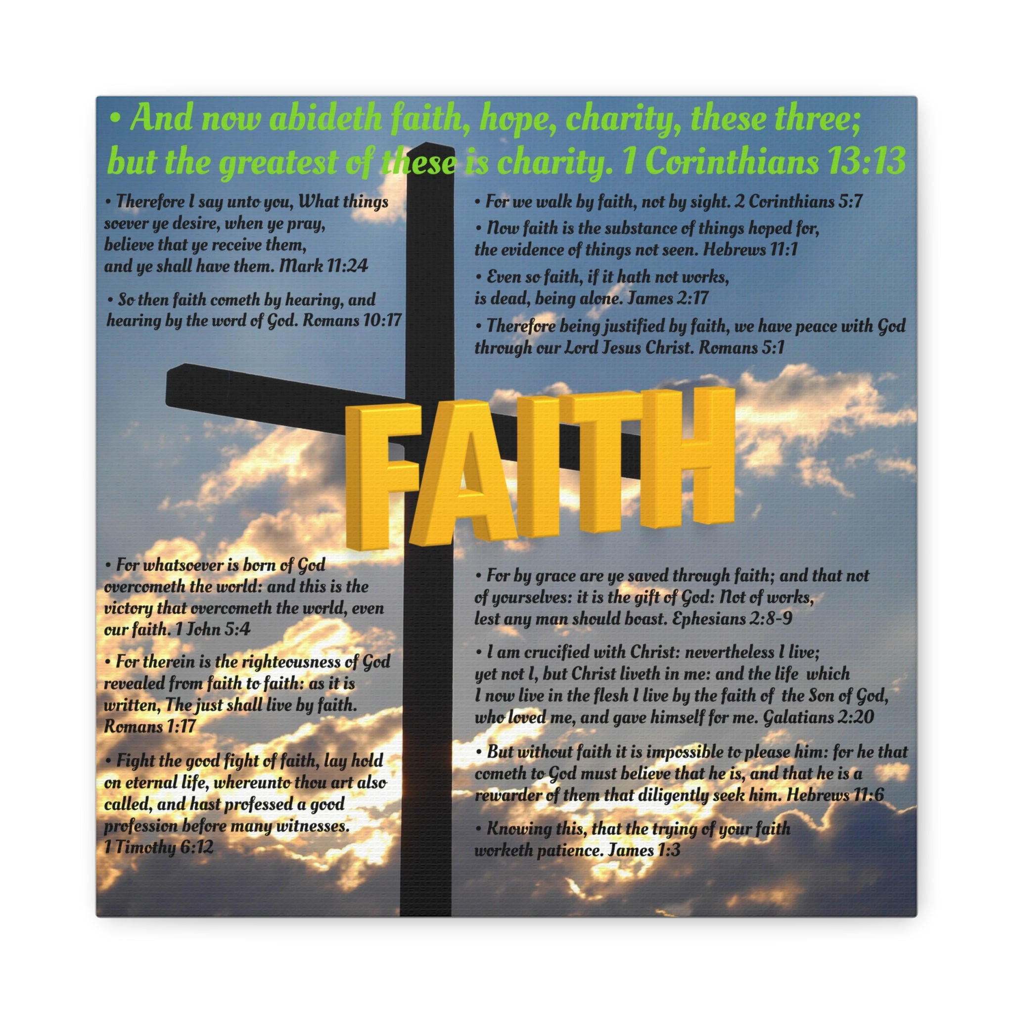 Faith Set 1 of 3 Canvas Art, Stretched Canvas Print Wall Decor, Unique Gift Idea