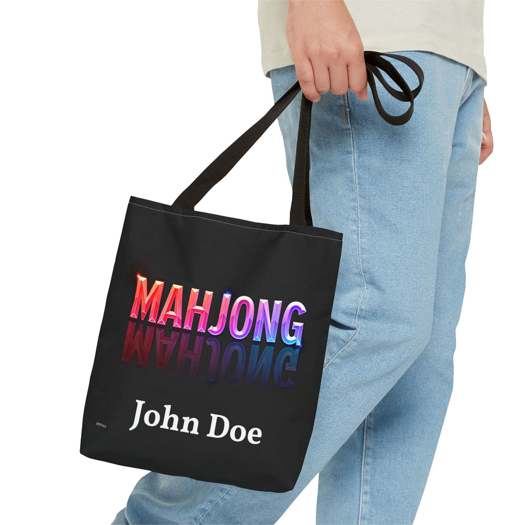 Personalize Black Mahjong Tiles Tote Bag | All-Over Print Tote