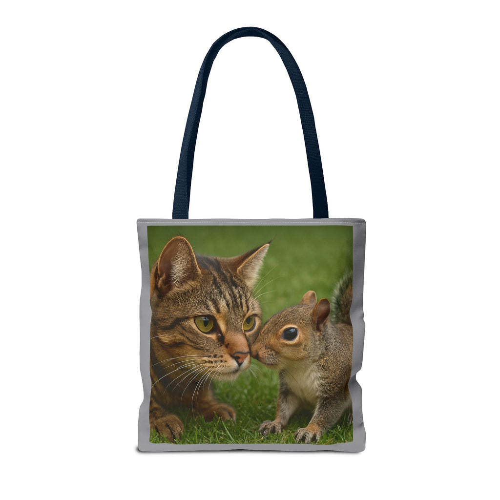 Squirrel and Cat Tote Bag - Cute Animal Print Shopping Bag, Eco-Friendly Reusable Grocery Bag, Gift for Animal Lovers, Nature Tote,