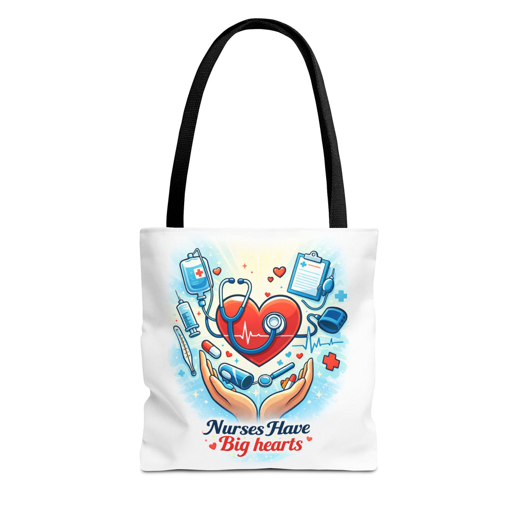 Nurses Have Big Hearts White Tote Bag | All-Over Print Tote