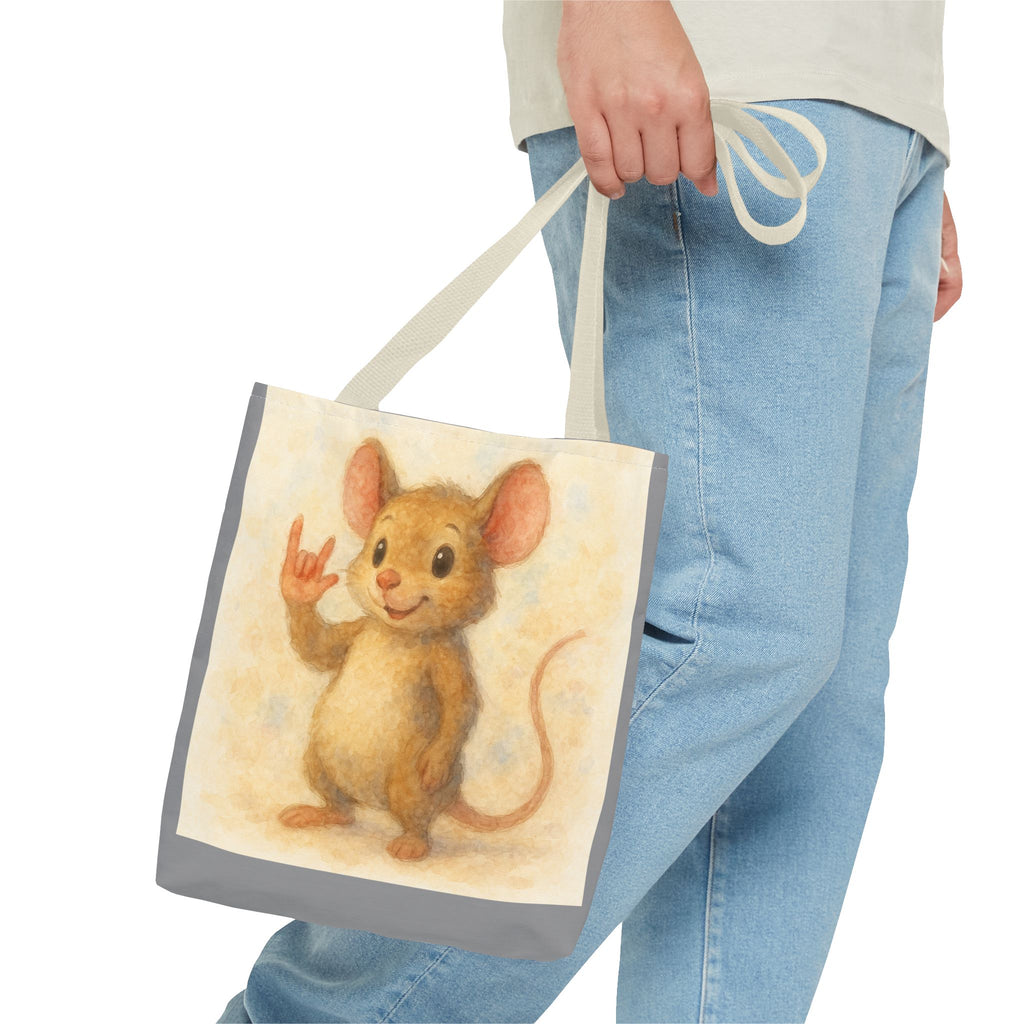 Tote Bag - Mouse 3 I Love You, Cute Animal Print, Carry-All Shoulder Bag, Reusable Shopping Tote, Gift for Animal Lovers