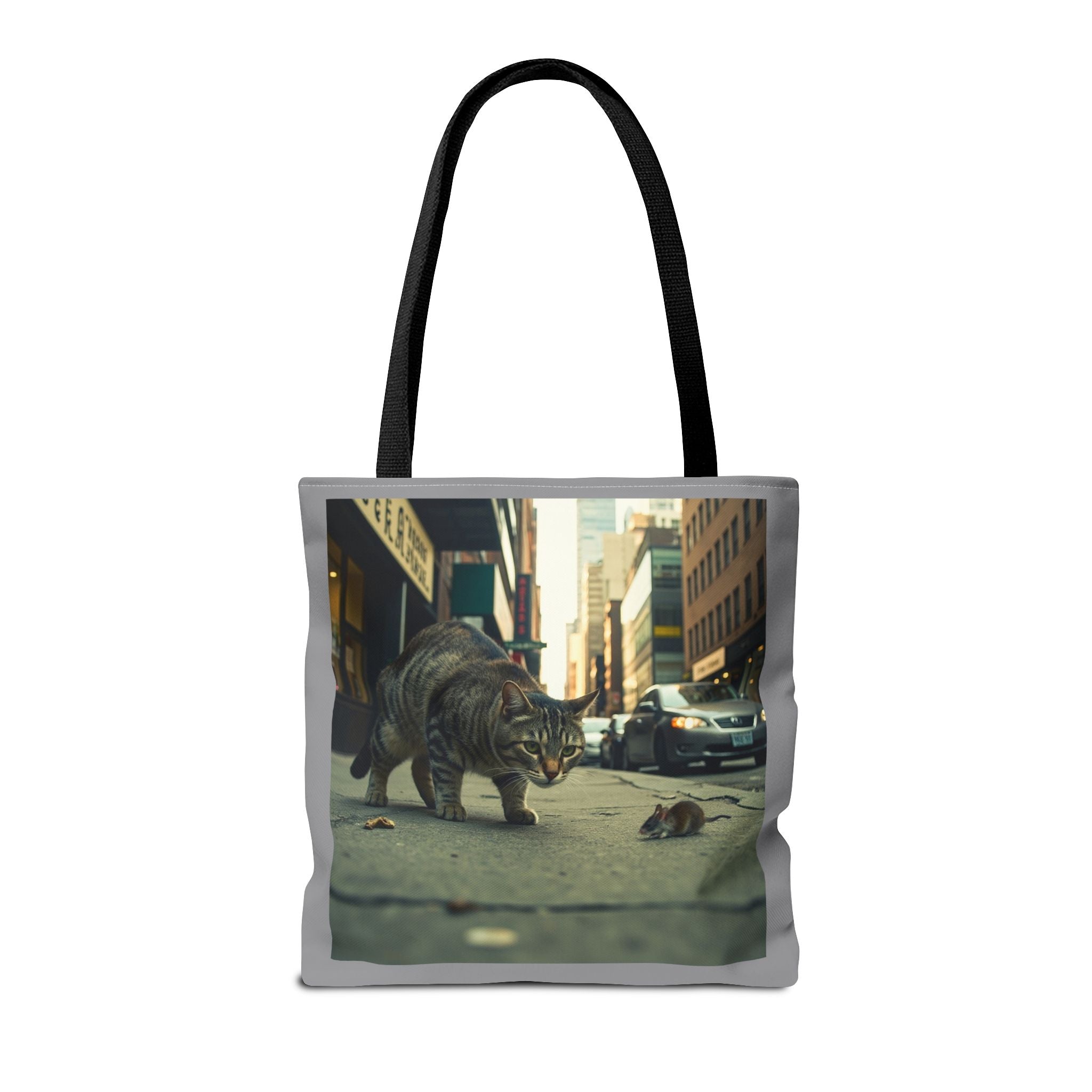 Cat and Mouse Tote Bag, Kitty Tote, Animal Print Bag, Cute Carryall, Canvas Shoulder Bag, Cat Lover Gift