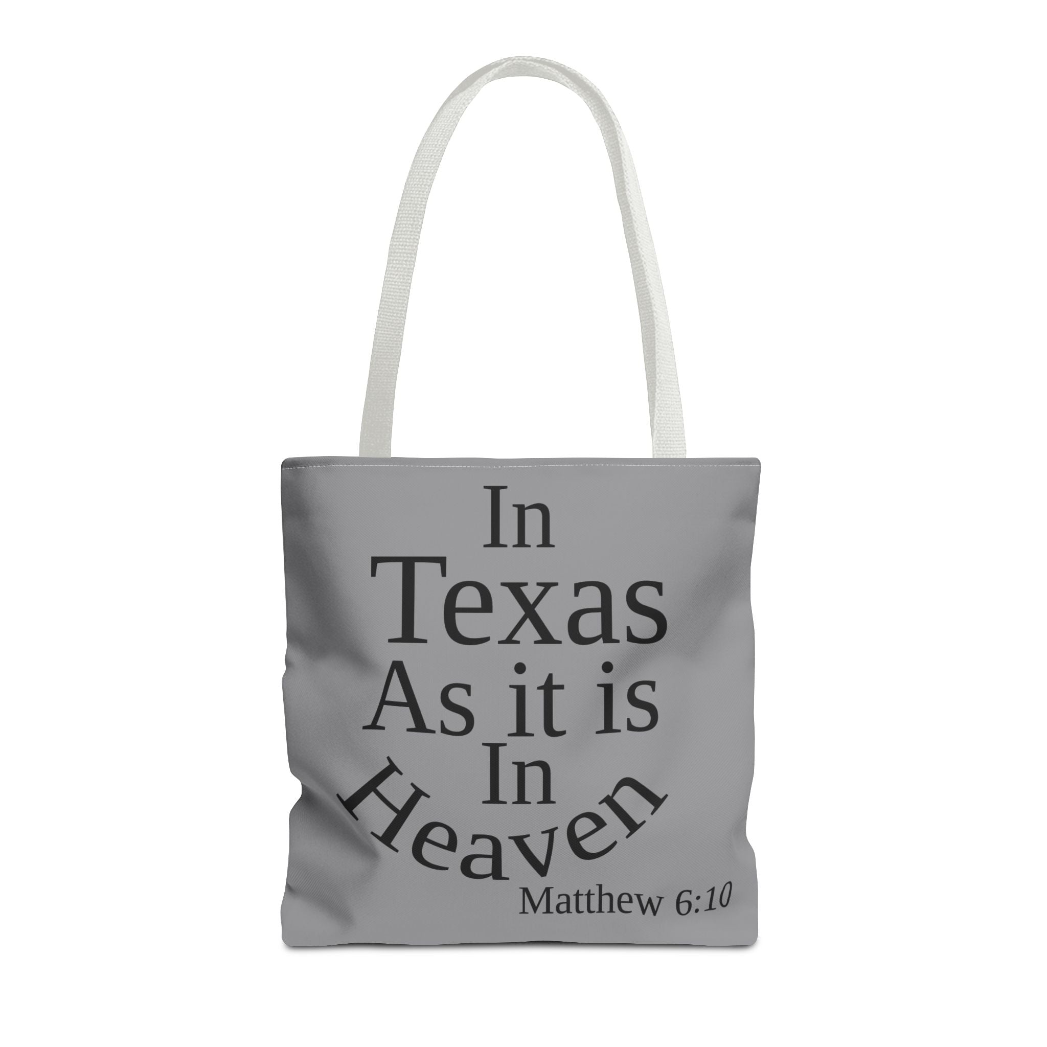 Personalized Grey Matthew 6:10 Bible Verse Tote Bag, City Or State | Market Grocery Book Craft Festival Outing, Lightweight Sturdy Polyester