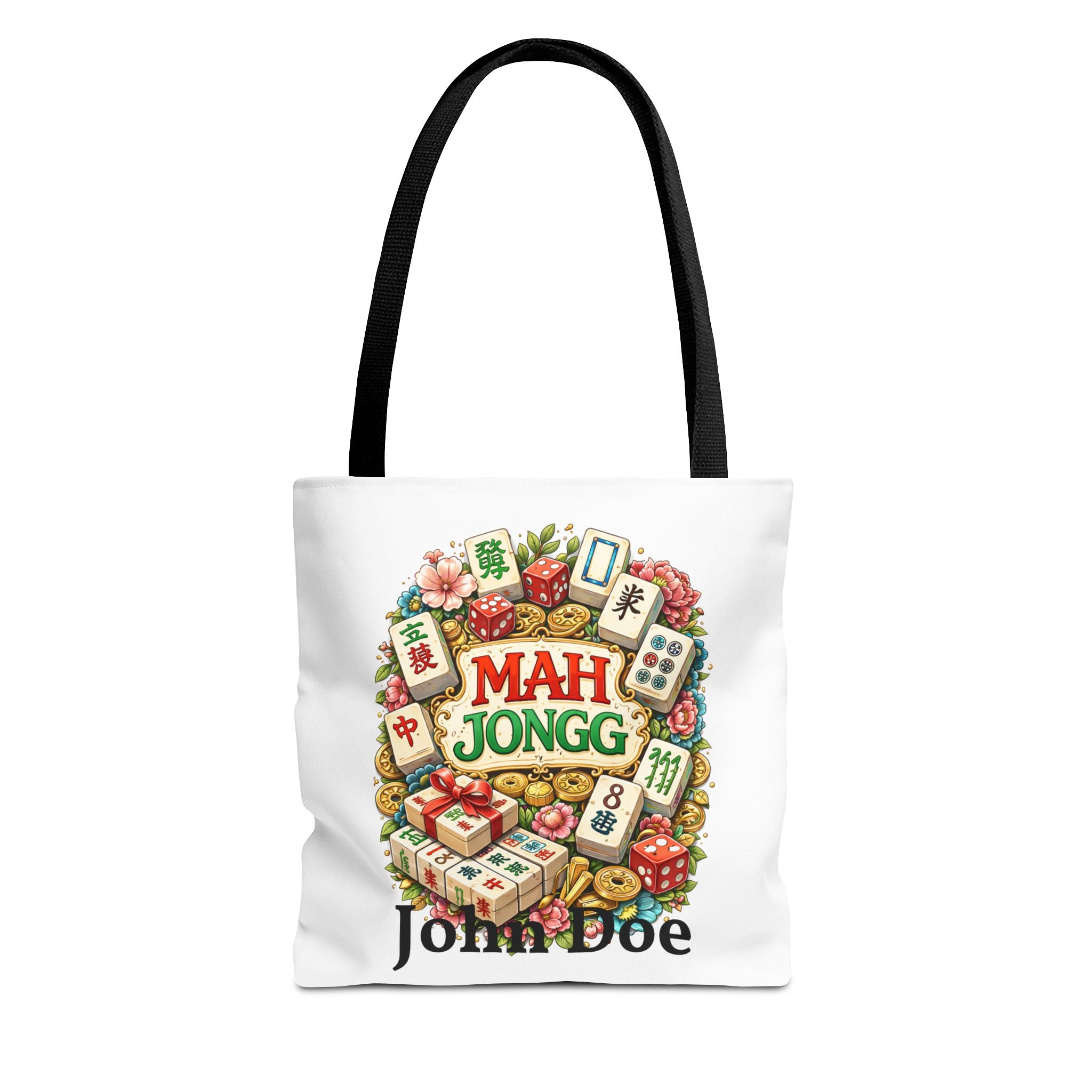 Personalize White American Mahjongg Tiles Tote Bag | All-Over Print Tote