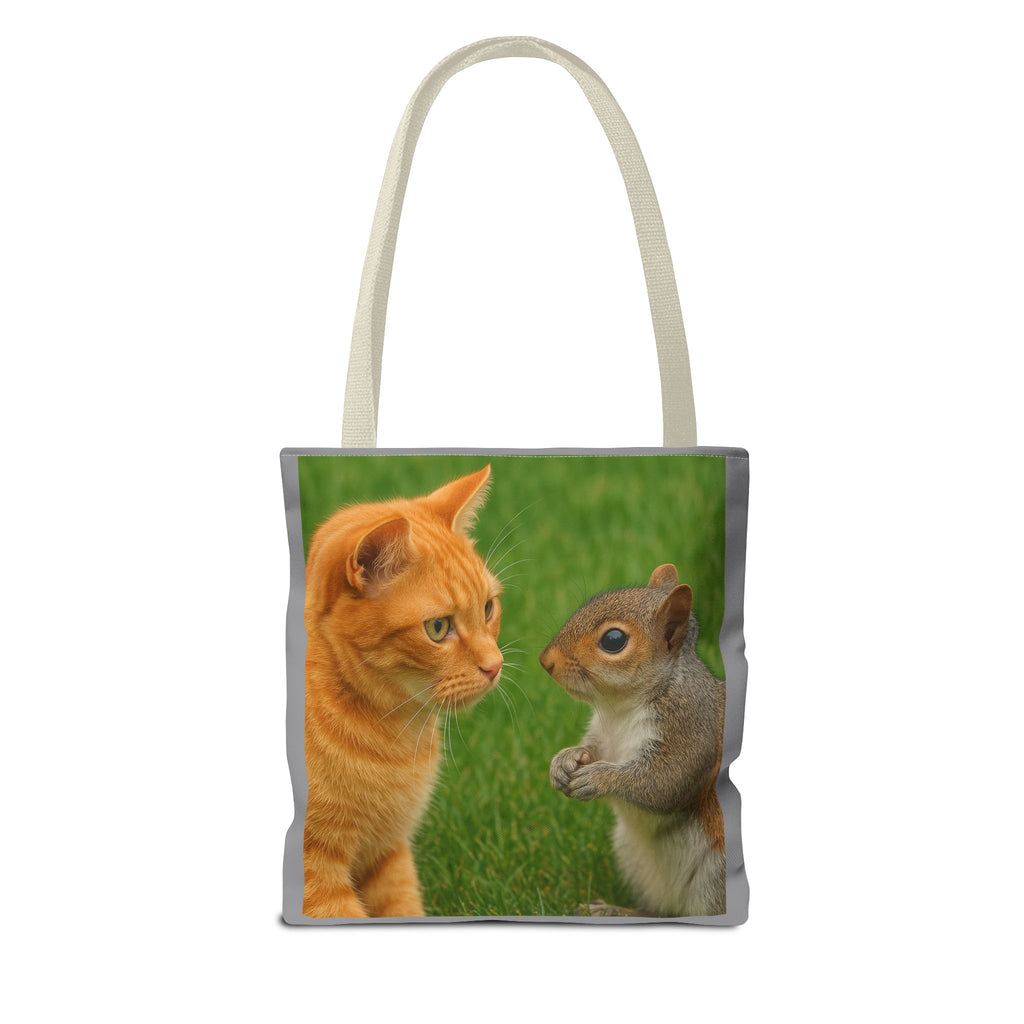 Cat and Squirrel 2 Tote Bag - Cute Animal Print Shopping Bag, Eco-Friendly Reusable Grocery Bag, Gift for Animal Lovers, Nature Tote,