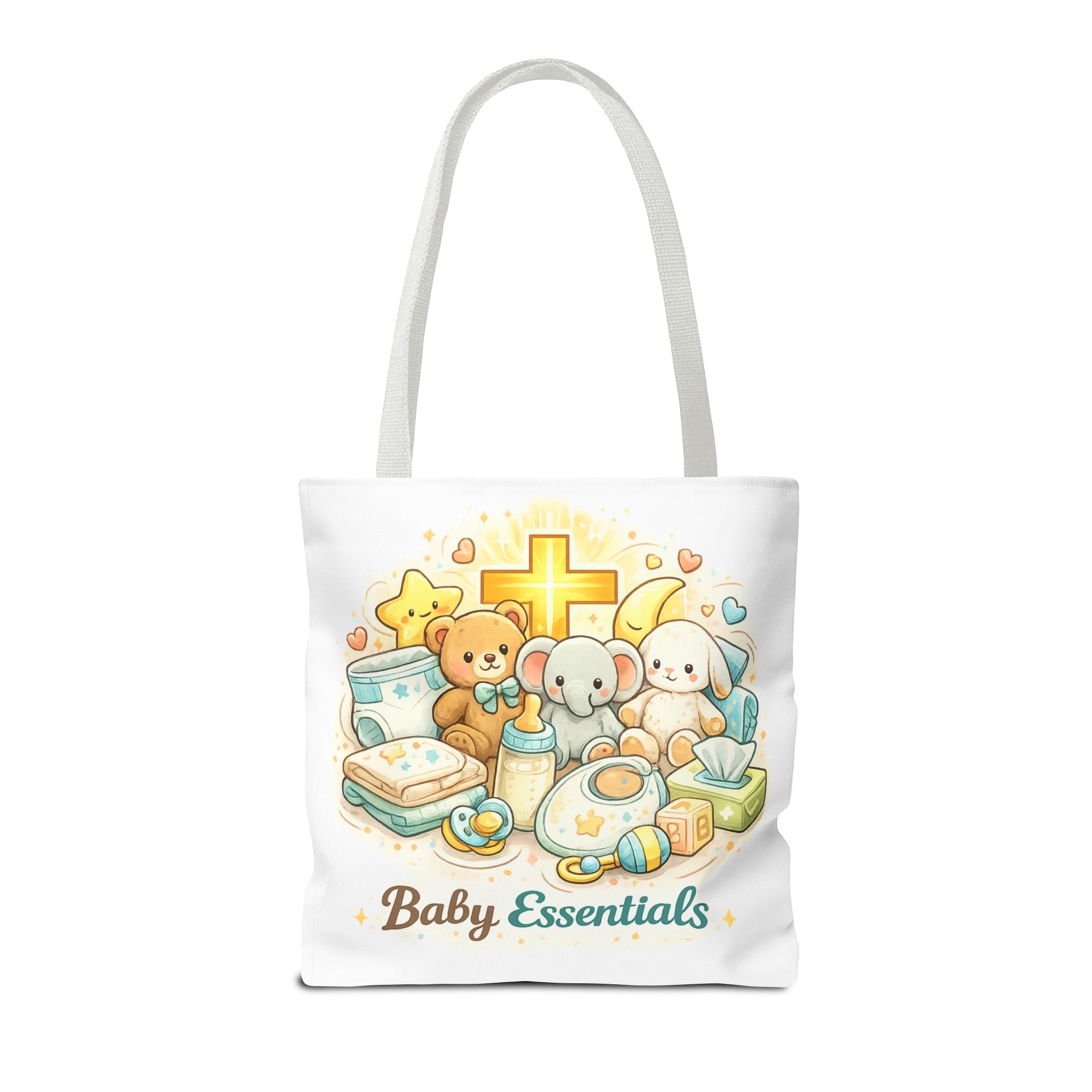 Baby Essentials White Tote Bag | All-Over Print Tote