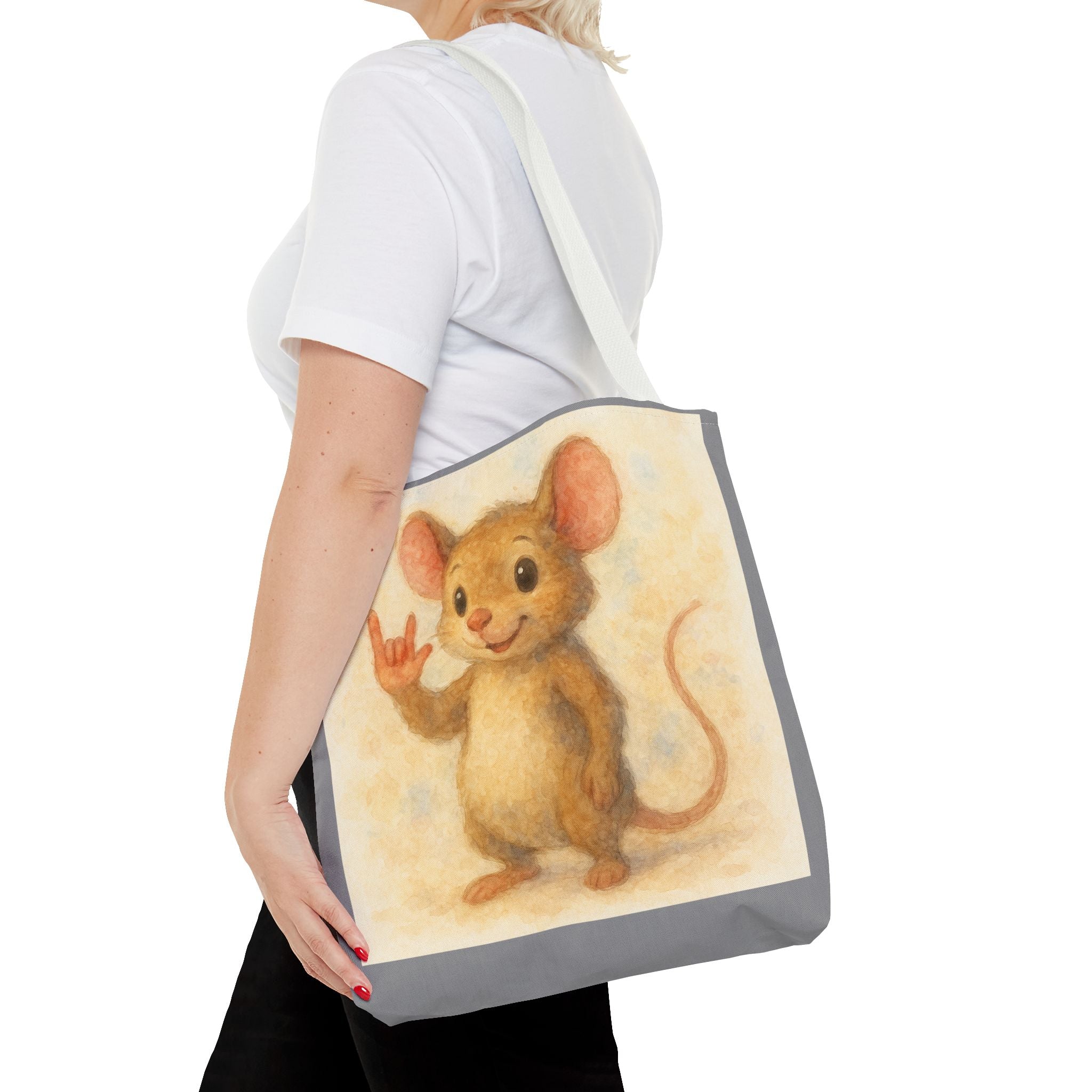 Tote Bag - Mouse 3 I Love You, Cute Animal Print, Carry-All Shoulder Bag, Reusable Shopping Tote, Gift for Animal Lovers