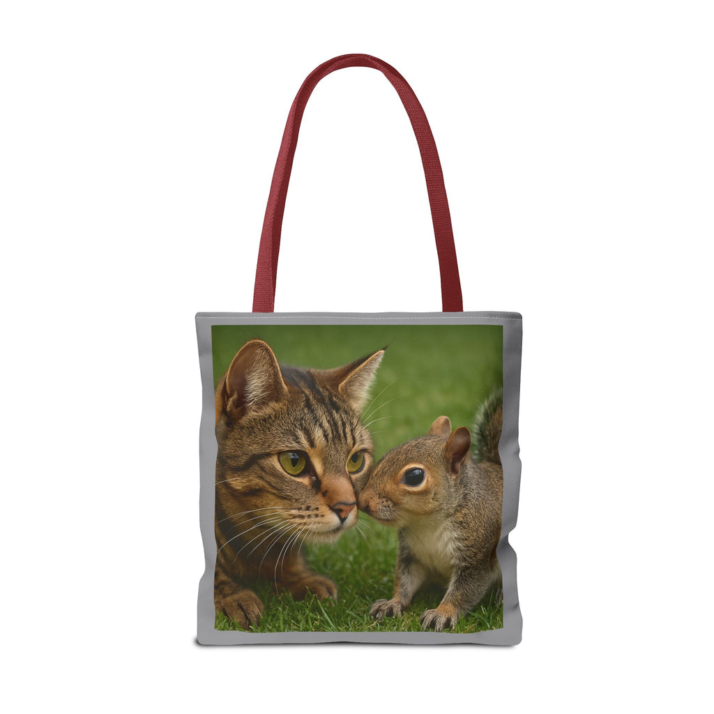 Squirrel and Cat Tote Bag - Cute Animal Print Shopping Bag, Eco-Friendly Reusable Grocery Bag, Gift for Animal Lovers, Nature Tote,