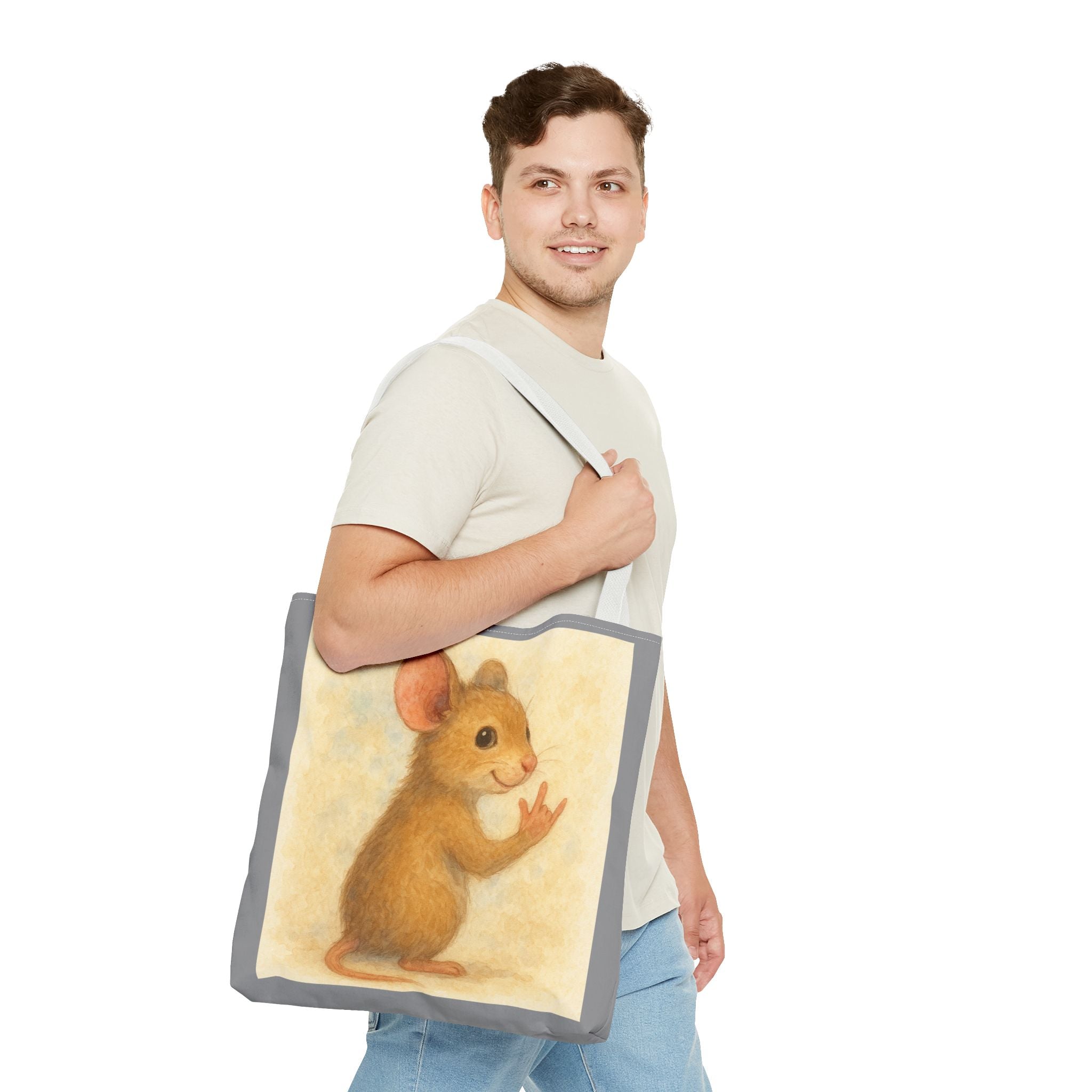 Tote Bag - Mouse 2 I Love You, Cute Animal Print, Carry-All Shoulder Bag, Reusable Shopping Tote, Gift for Animal Lovers