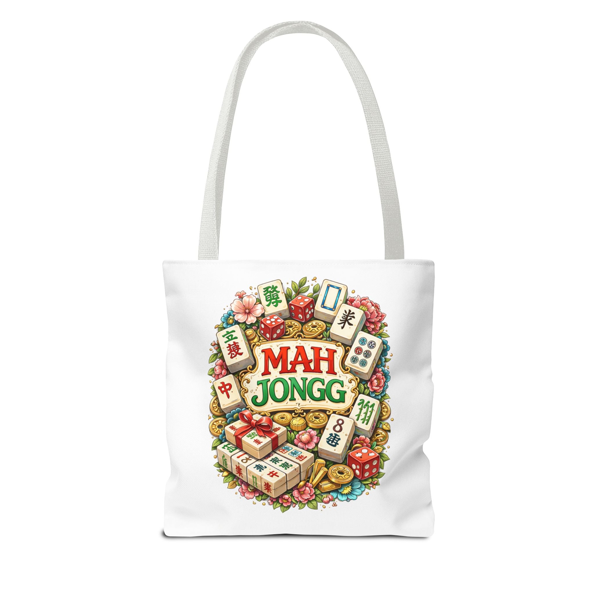 Personalize White American Mahjongg Tiles Tote Bag | All-Over Print Tote