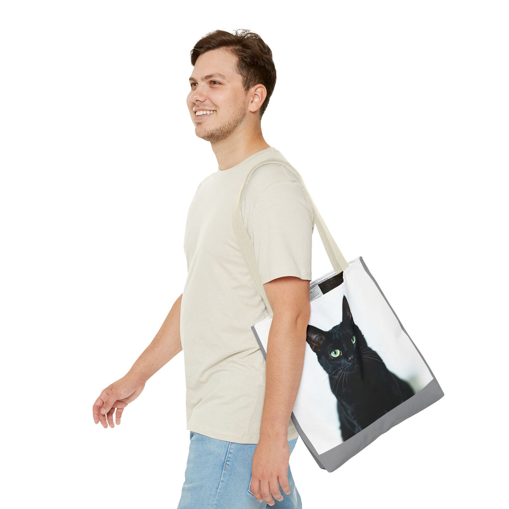 Tote Bag - Black Cat, Carry-All Shoulder Bag, Reusable Shopping Tote, Gift for Animal Lovers