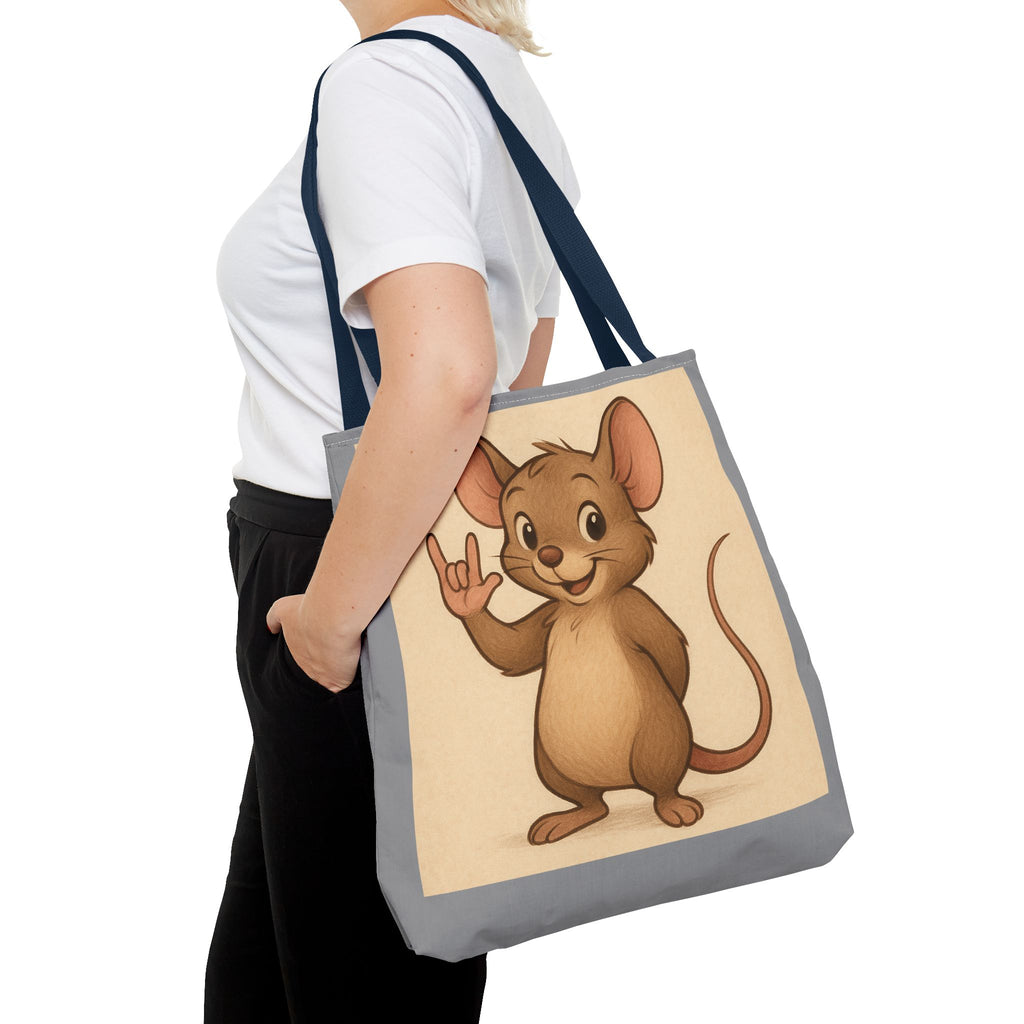 Tote Bag - Mouse I Love You, Cute Animal Print, Carry-All Shoulder Bag, Reusable Shopping Tote, Gift for Animal Lovers, Eco-Friendly Grocery