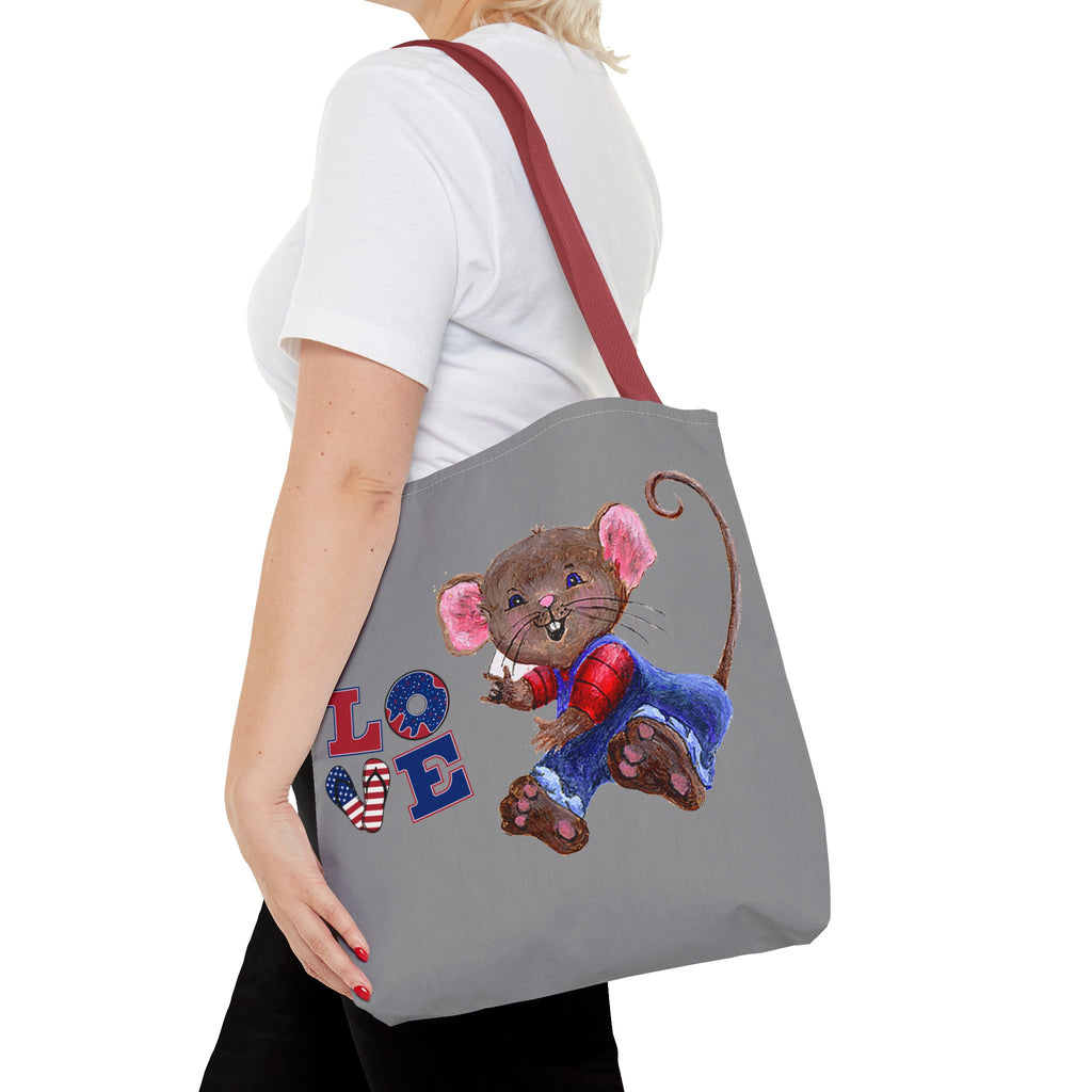 I Love You Mouse Patriotic LOVE Tote Bag | Mouse 2 | All-Over Print