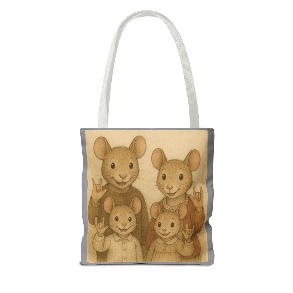 Tote Bag - Mouse Family I Love You, Cute Animal Print, Carry-All Shoulder Bag, Reusable Shopping Tote, Gift for Animal Lovers