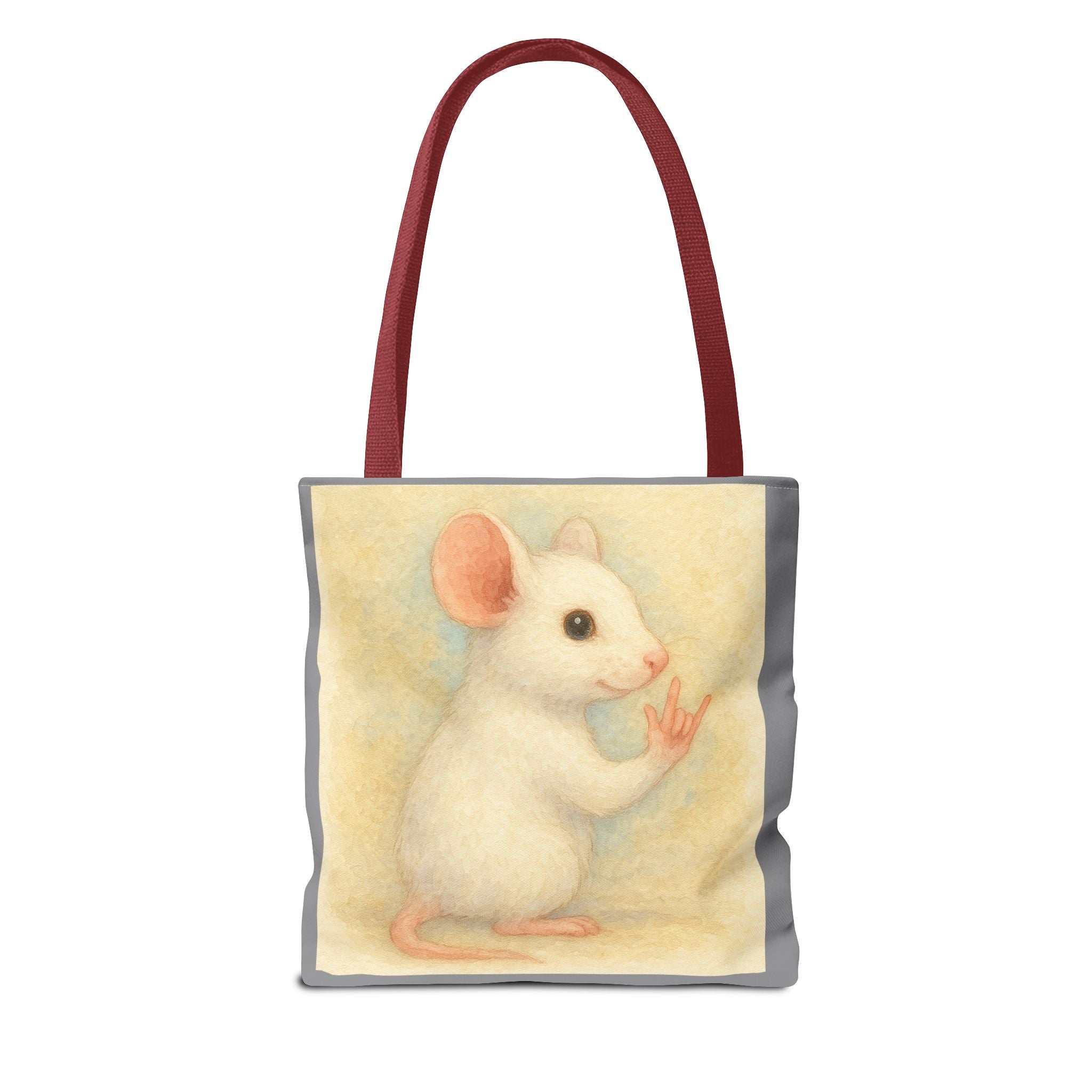 Tote Bag - White Mouse I Love You, Cute Animal Print, Carry-All Shoulder Bag, Reusable Shopping Tote, Gift for Animal Lovers