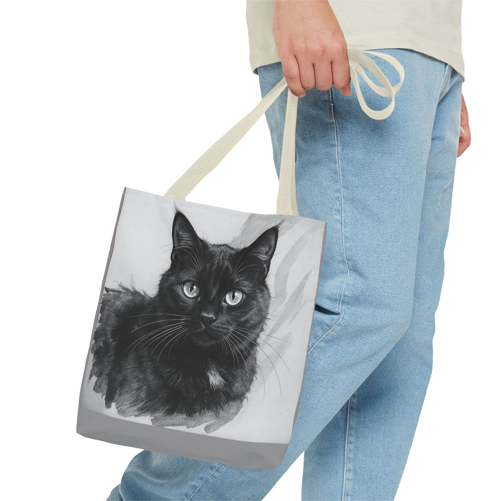 Tote Bag - Charcoal Cat, Carry-All Shoulder Bag, Reusable Shopping Tote, Gift for Animal Lovers
