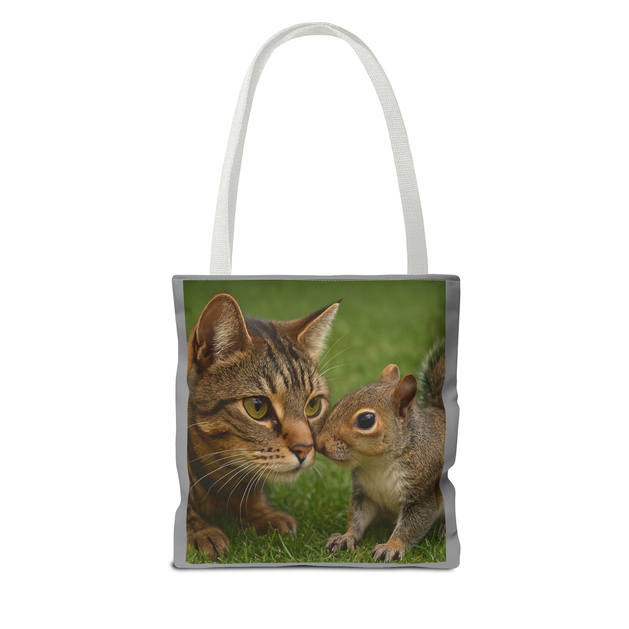 Squirrel and Cat Tote Bag - Cute Animal Print Shopping Bag, Eco-Friendly Reusable Grocery Bag, Gift for Animal Lovers, Nature Tote,