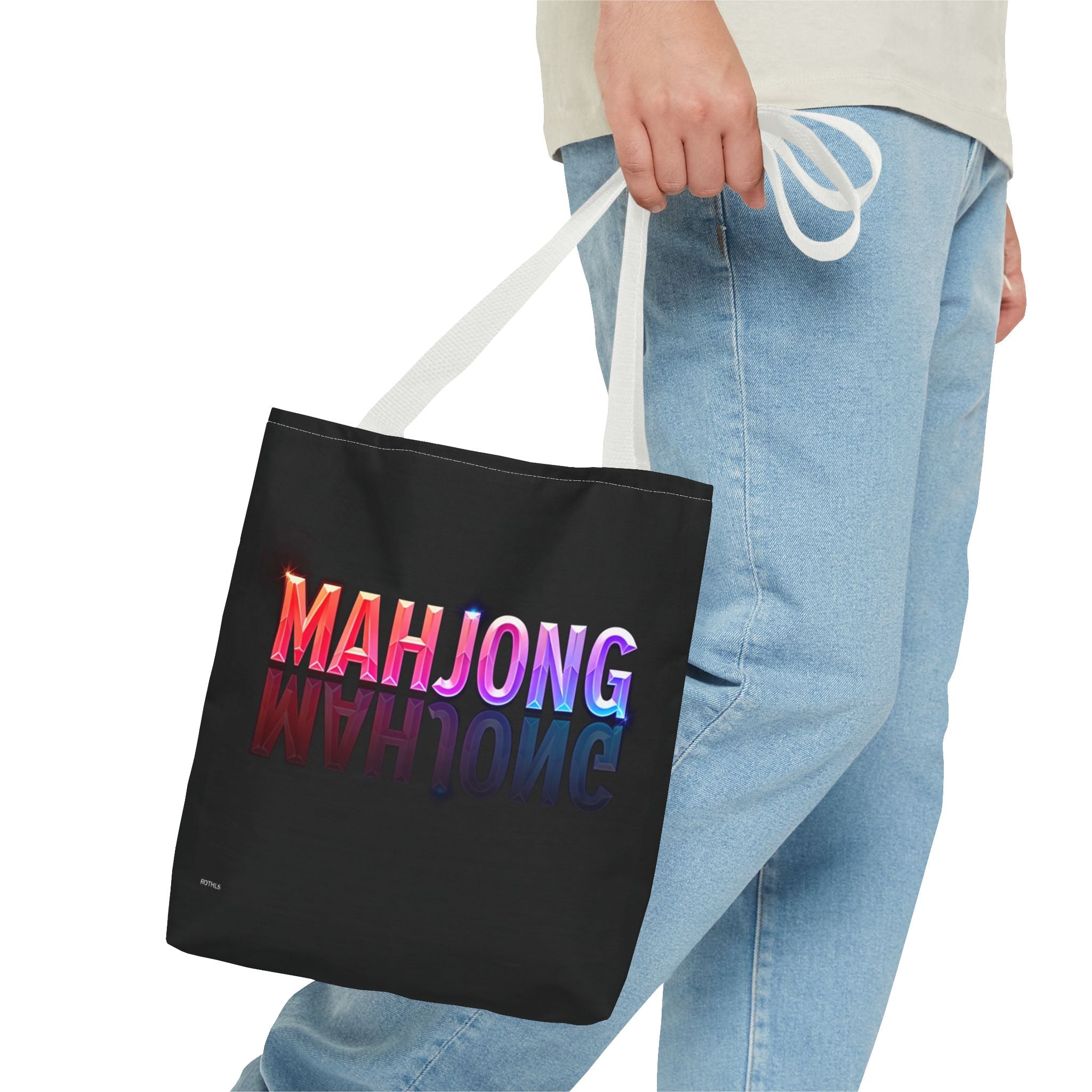 Black Mahjong Tiles Tote Bag | All-Over Print Tote