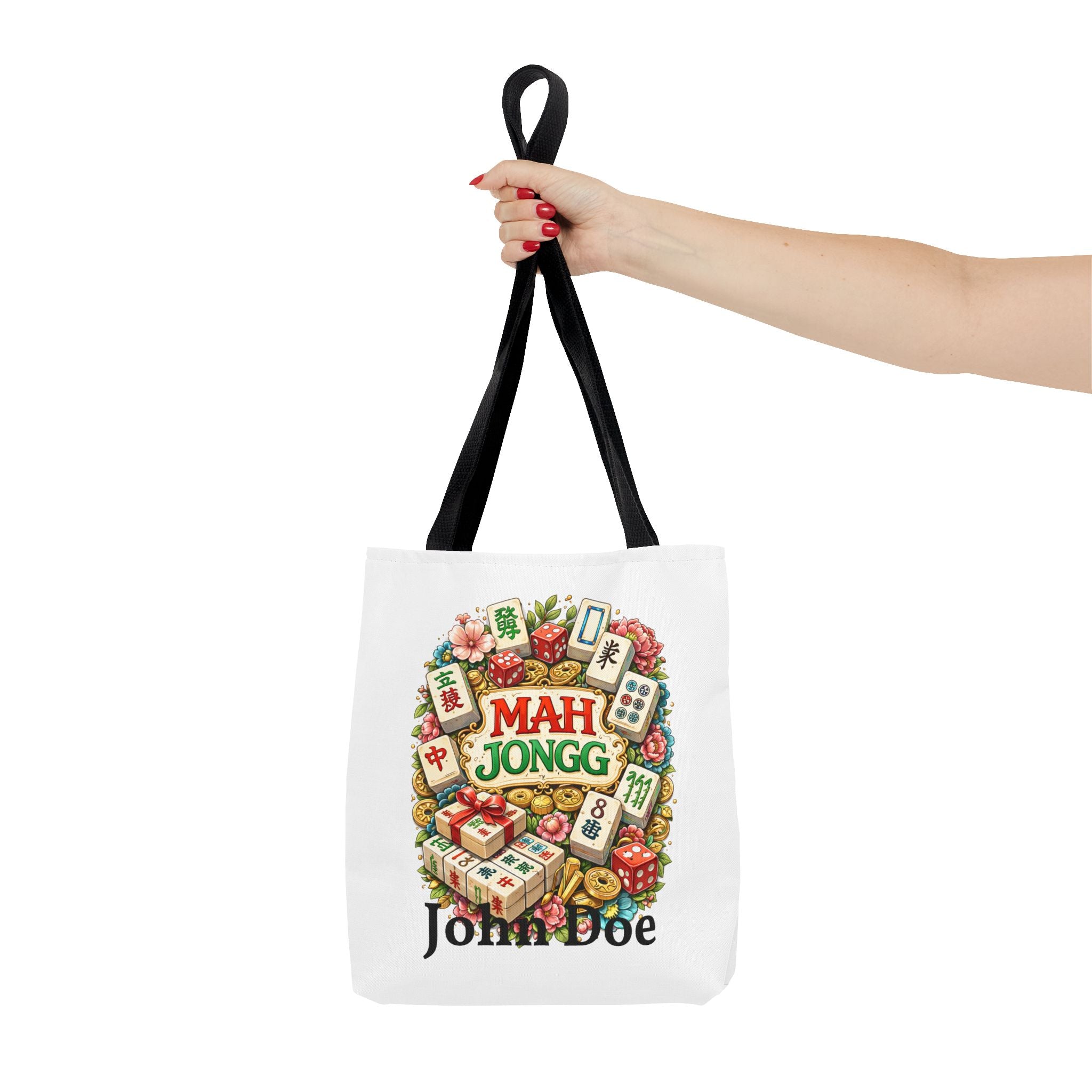 Personalize White American Mahjongg Tiles Tote Bag | All-Over Print Tote