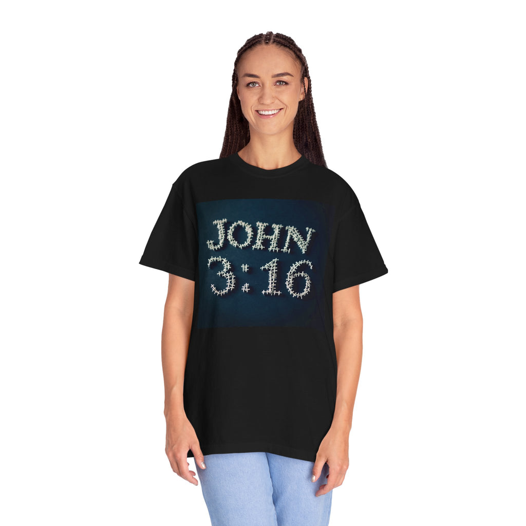 John 3:16 Scripture Cross Black T-shirt | Christian Bible Verse Tee