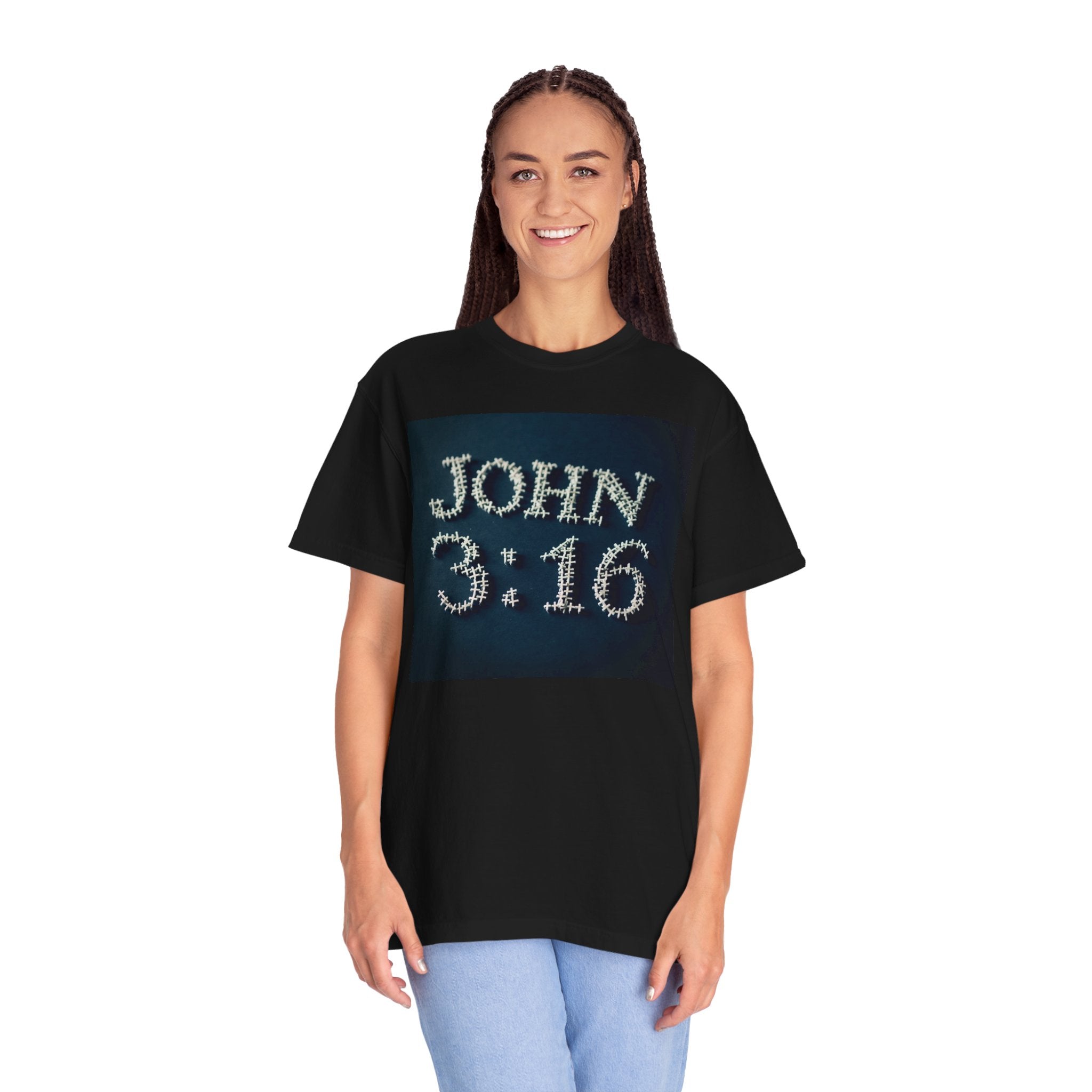 John 3:16 Scripture Cross Black T-shirt | Christian Bible Verse Tee