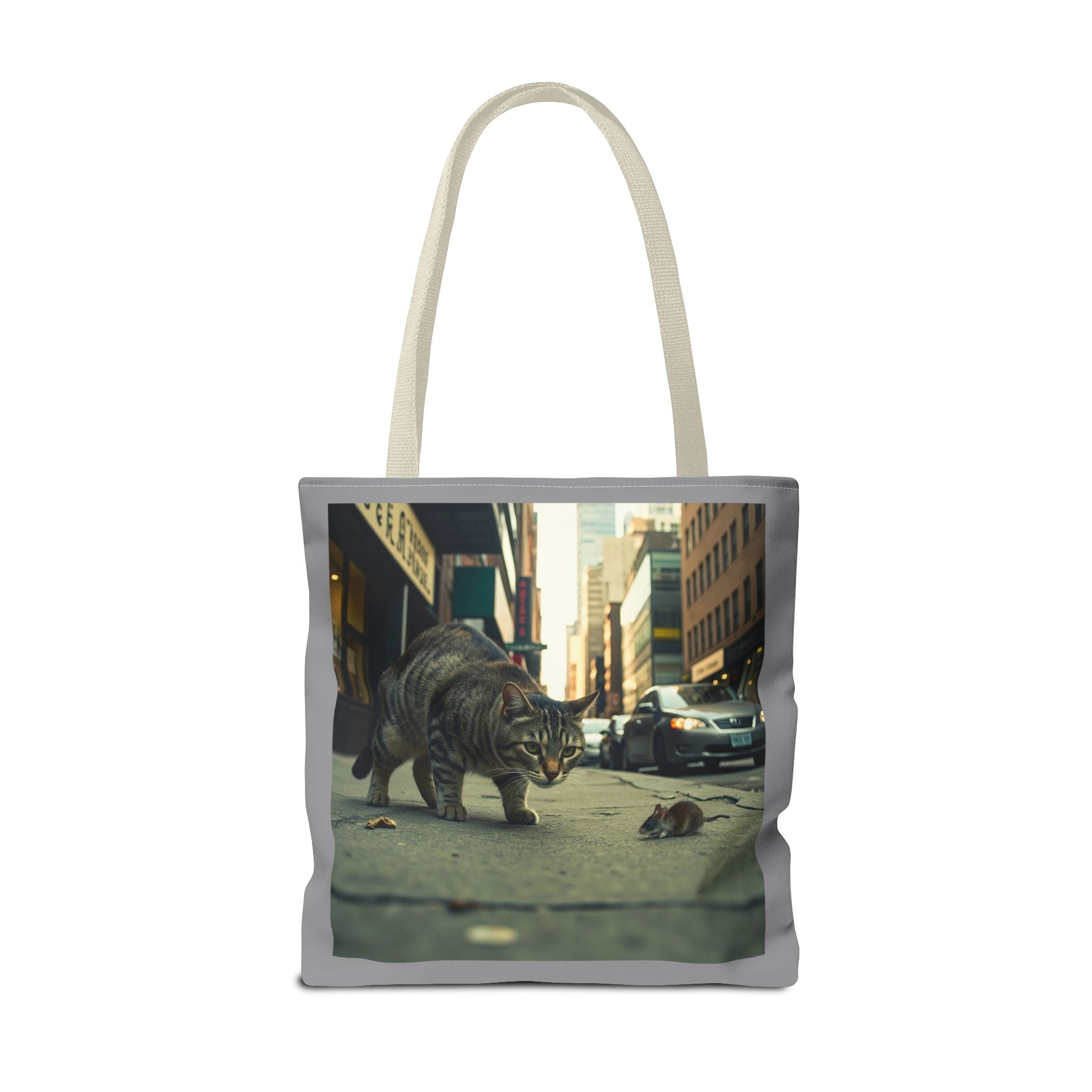 Cat and Mouse Tote Bag, Kitty Tote, Animal Print Bag, Cute Carryall, Canvas Shoulder Bag, Cat Lover Gift