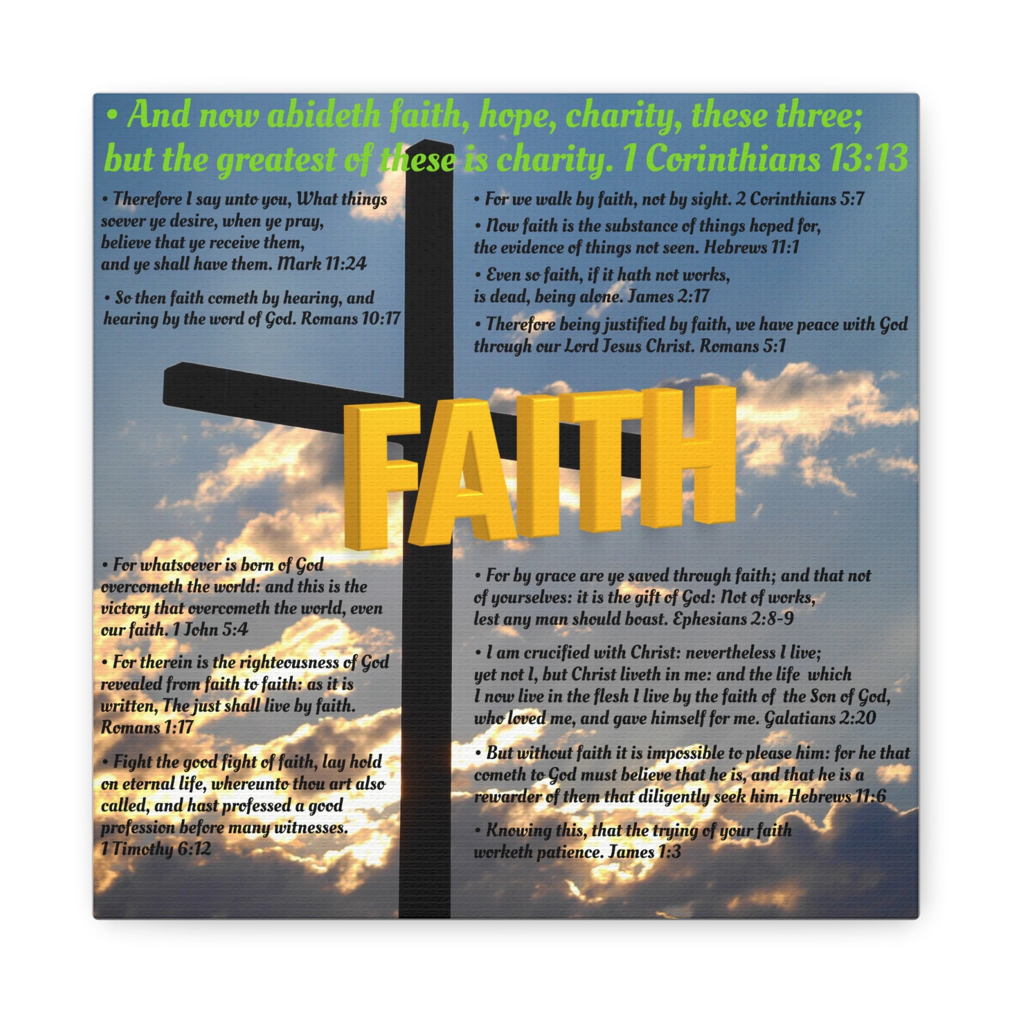 Faith Set 1 of 3 Canvas Art, Stretched Canvas Print Wall Decor, Unique Gift Idea