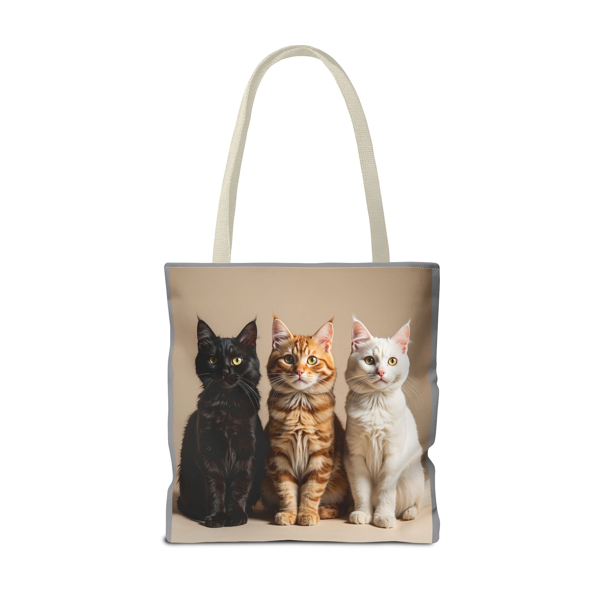 Tote Bag - Three Sitting Cats, Carry-All Shoulder Bag, Reusable Shopping Tote, Gift for Animal Lovers