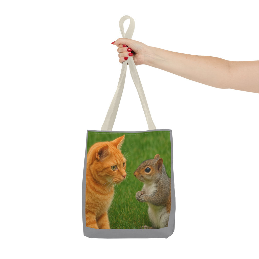 Cat and Squirrel 2 Tote Bag - Cute Animal Print Shopping Bag, Eco-Friendly Reusable Grocery Bag, Gift for Animal Lovers, Nature Tote,