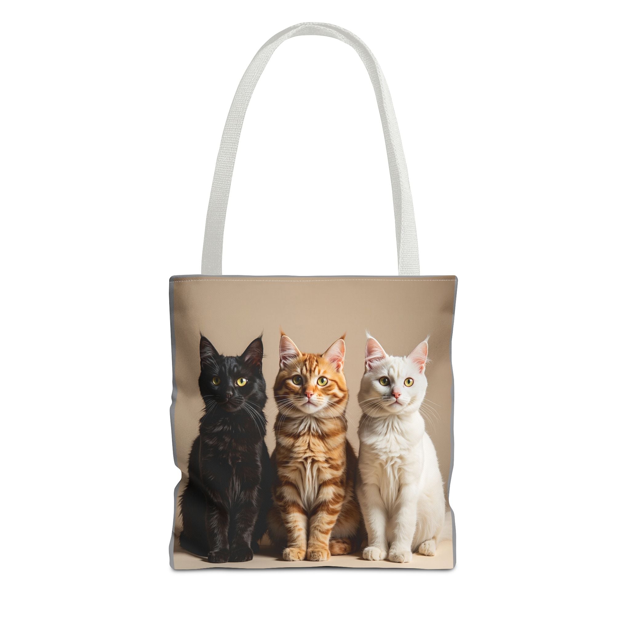 Tote Bag - Three Sitting Cats, Carry-All Shoulder Bag, Reusable Shopping Tote, Gift for Animal Lovers