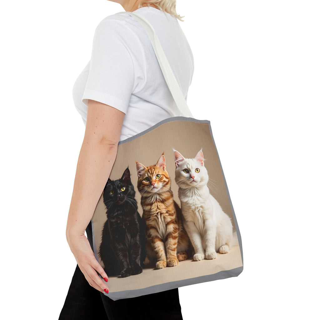 Tote Bag - Three Sitting Cats, Carry-All Shoulder Bag, Reusable Shopping Tote, Gift for Animal Lovers