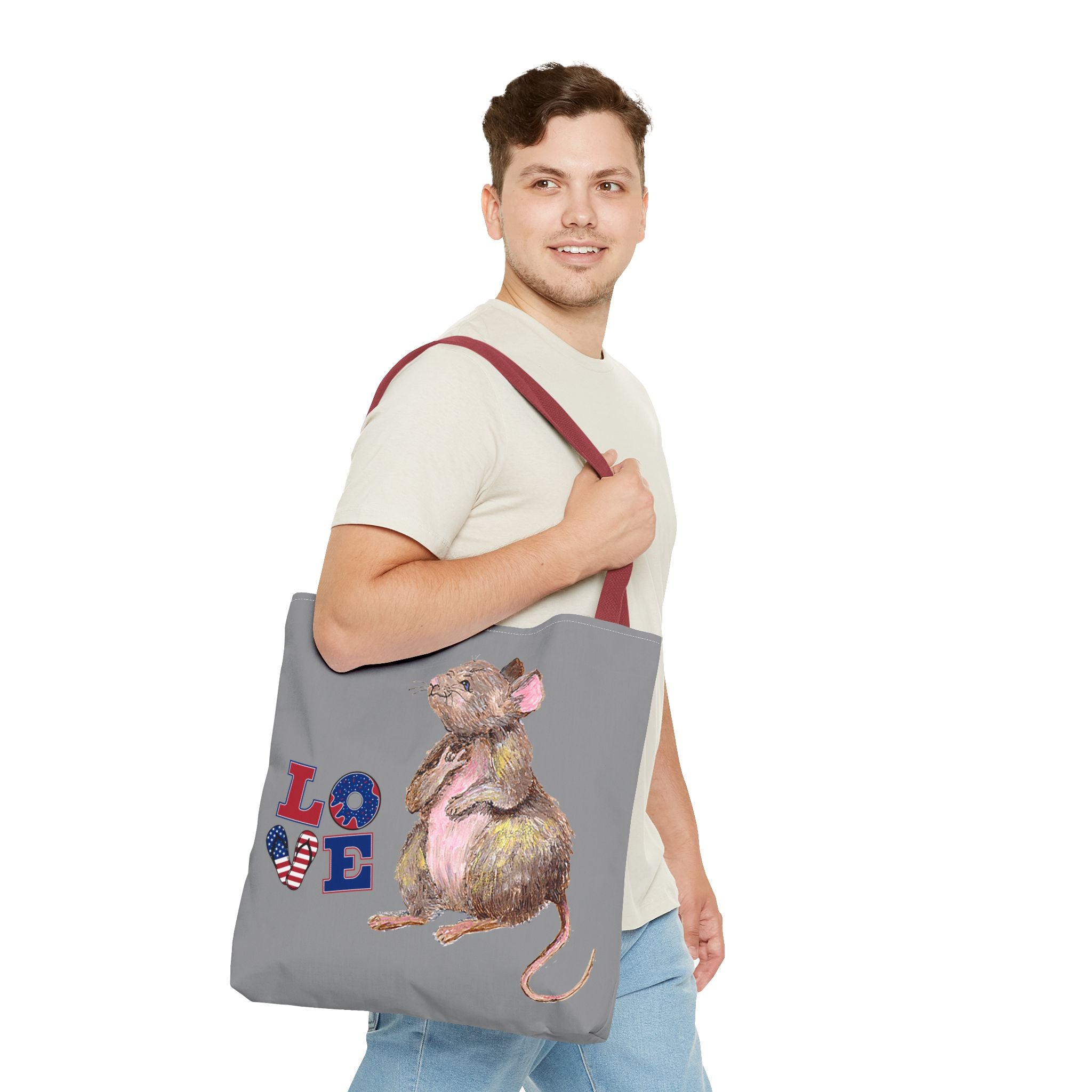 I Love You Mouse Patriotic LOVE Tote Bag | Mouse 1 AND Mouse 2 | All-Over Print