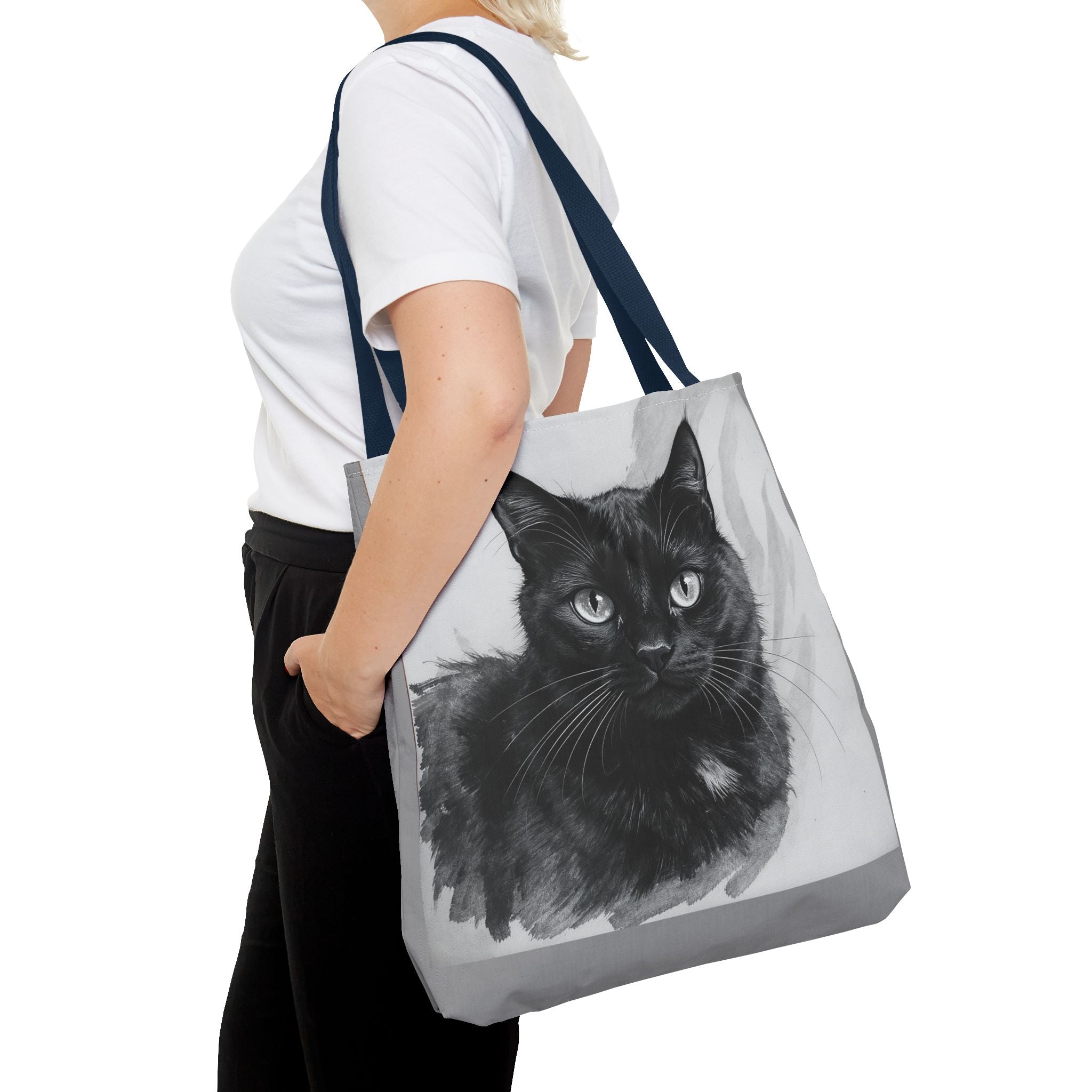 Tote Bag - Charcoal Cat, Carry-All Shoulder Bag, Reusable Shopping Tote, Gift for Animal Lovers