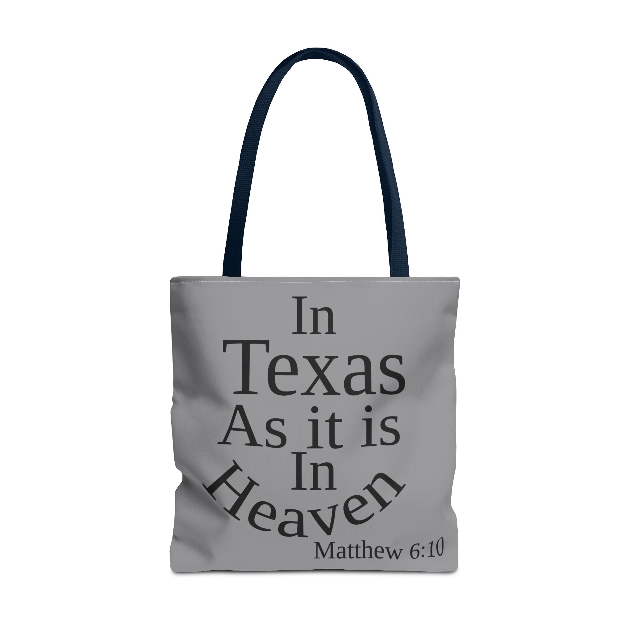 Personalized Grey Matthew 6:10 Bible Verse Tote Bag, City Or State | Market Grocery Book Craft Festival Outing, Lightweight Sturdy Polyester