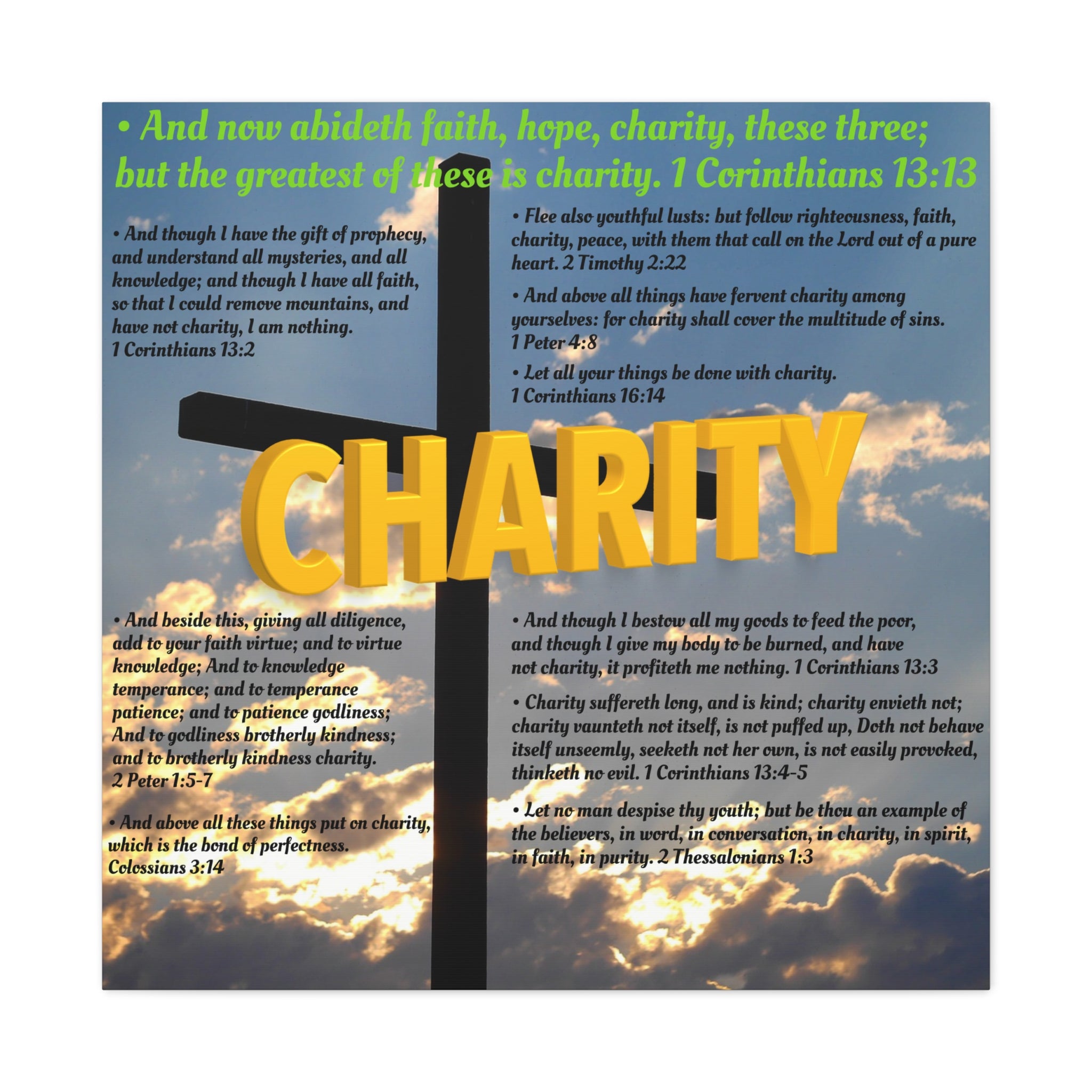 Charity Set 3 of 3 Canvas Art, Stretched Canvas Print Wall Decor, Unique Gift Idea