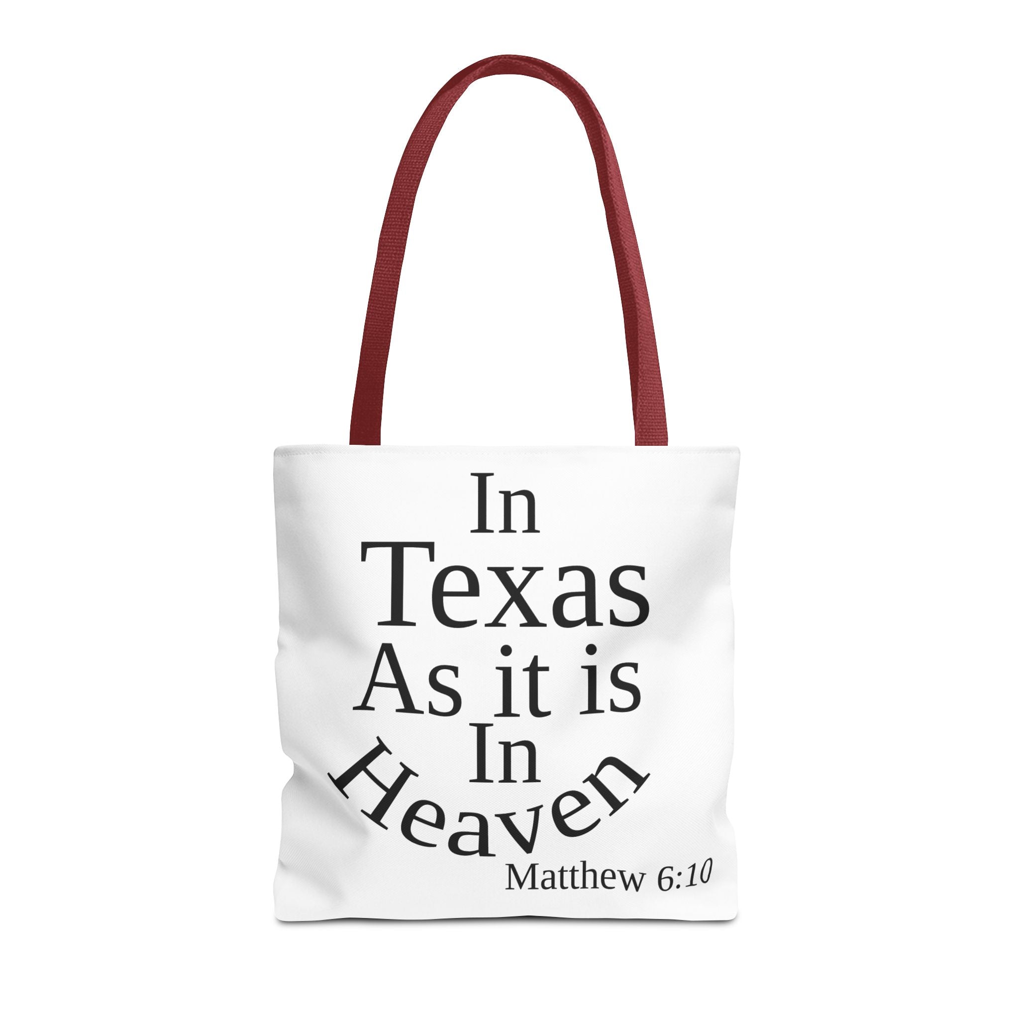 Personalized White Matthew 6:10 Bible Verse Tote Bag, City Or State | Market Grocery Craft Festival Outing, Lightweight Sturdy Polyester