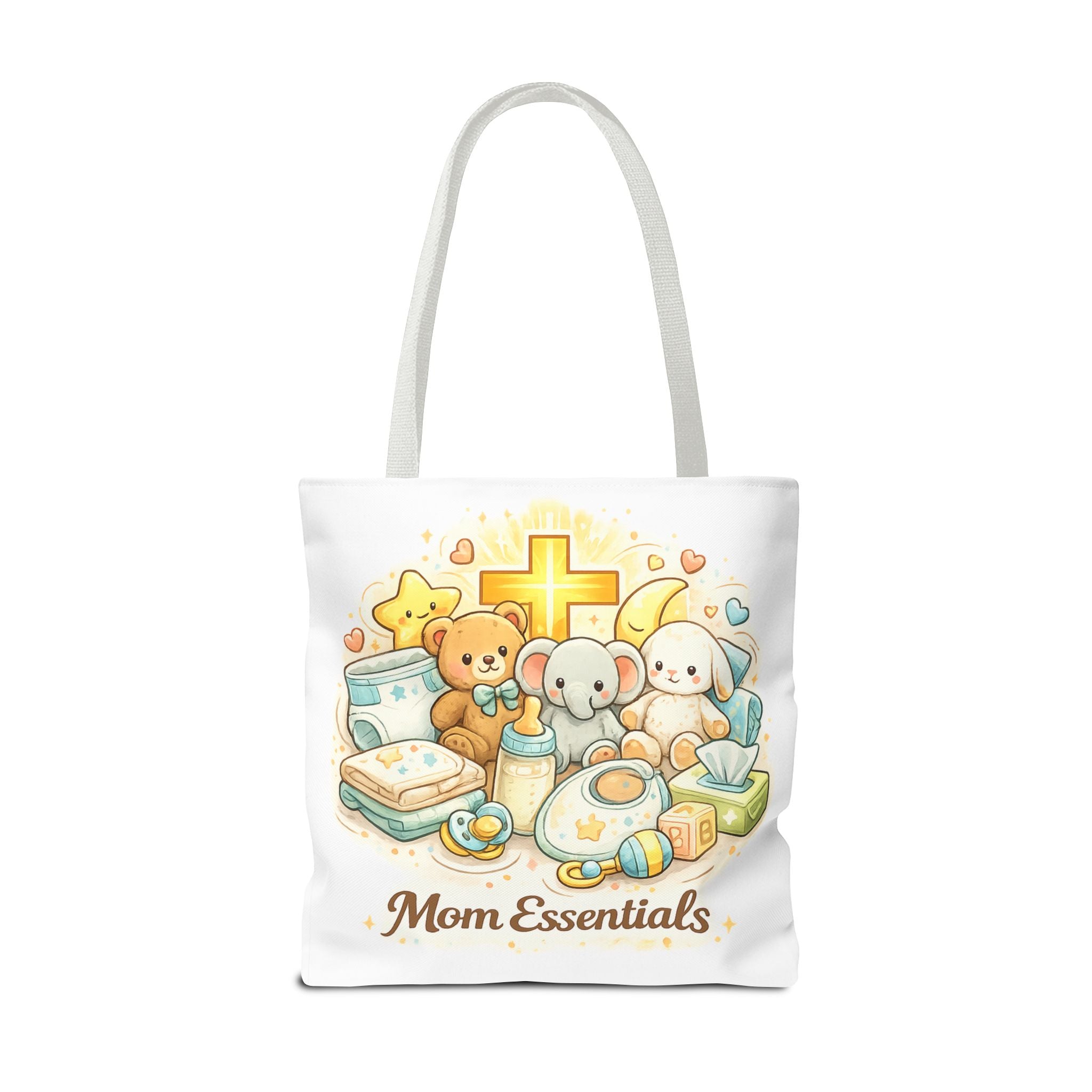 Mom Essentials White Tote Bag | All-Over Print Tote