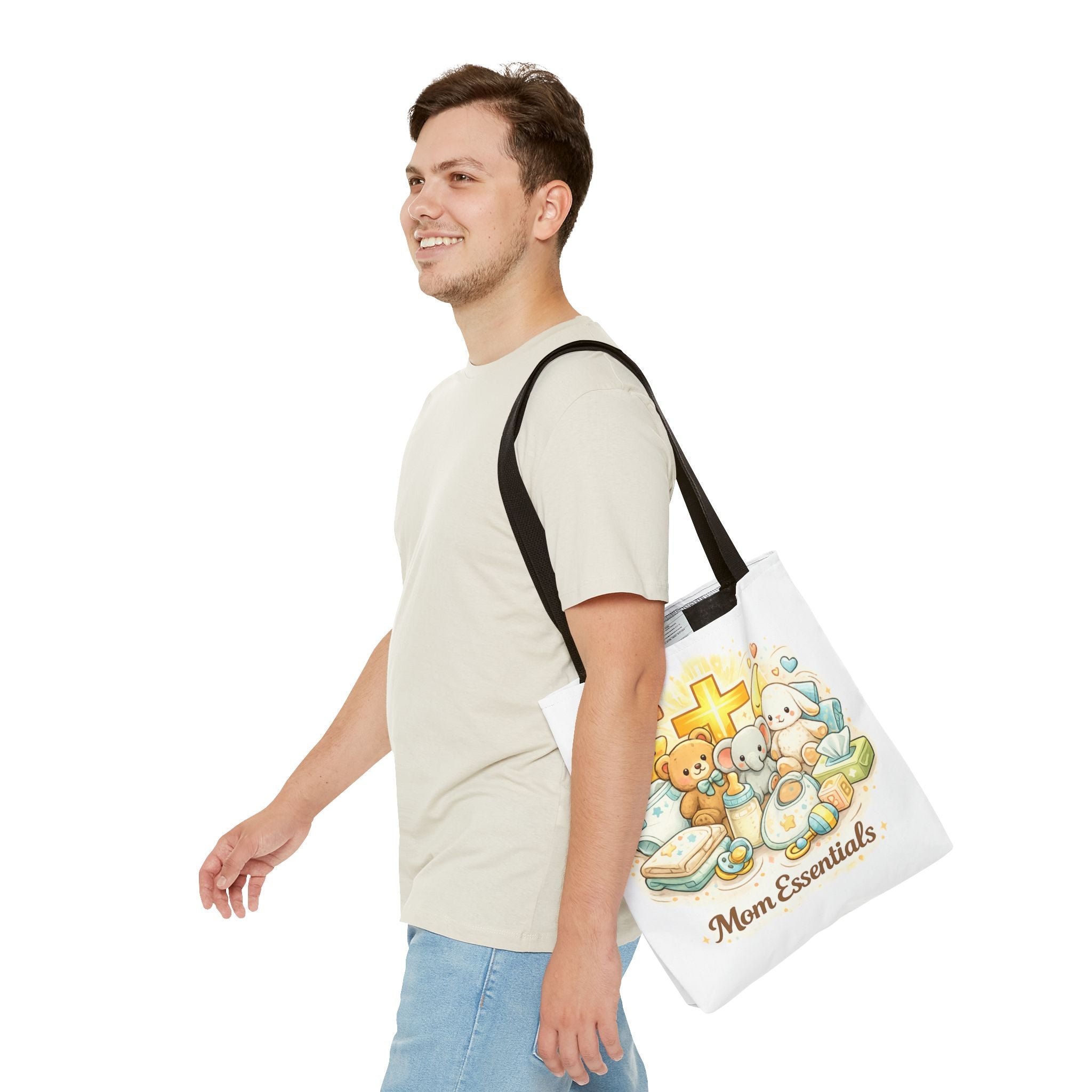 Mom Essentials White Tote Bag | All-Over Print Tote