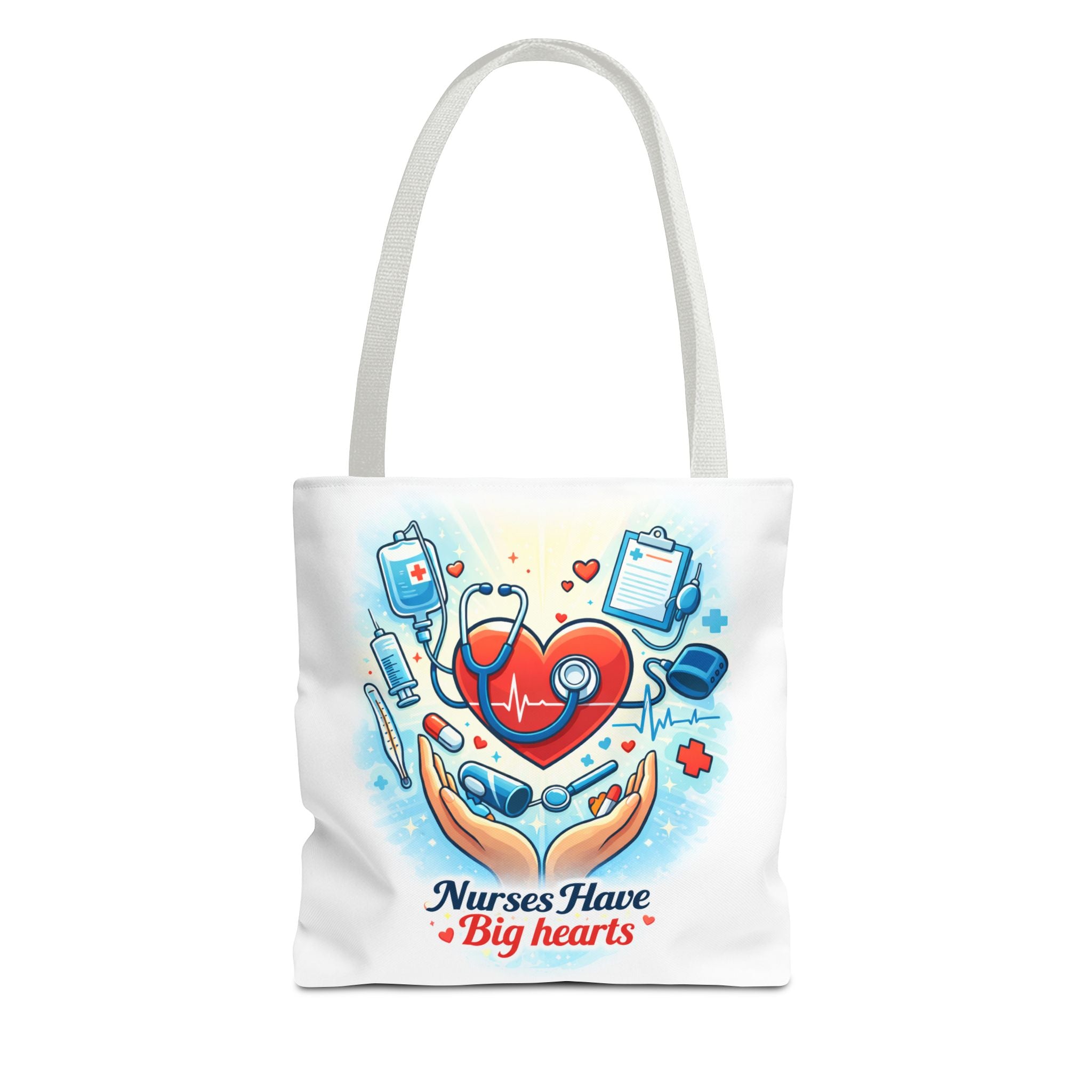 Nurses Have Big Hearts White Tote Bag | All-Over Print Tote