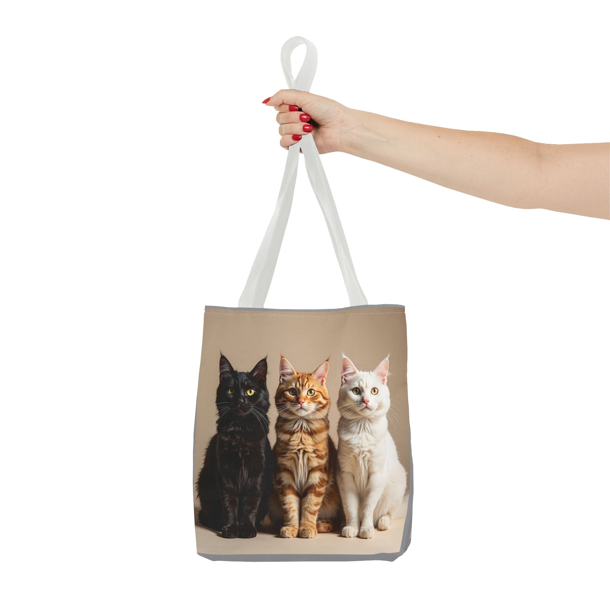 Tote Bag - Three Sitting Cats, Carry-All Shoulder Bag, Reusable Shopping Tote, Gift for Animal Lovers