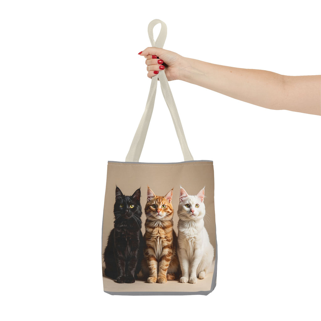 Tote Bag - Three Sitting Cats, Carry-All Shoulder Bag, Reusable Shopping Tote, Gift for Animal Lovers