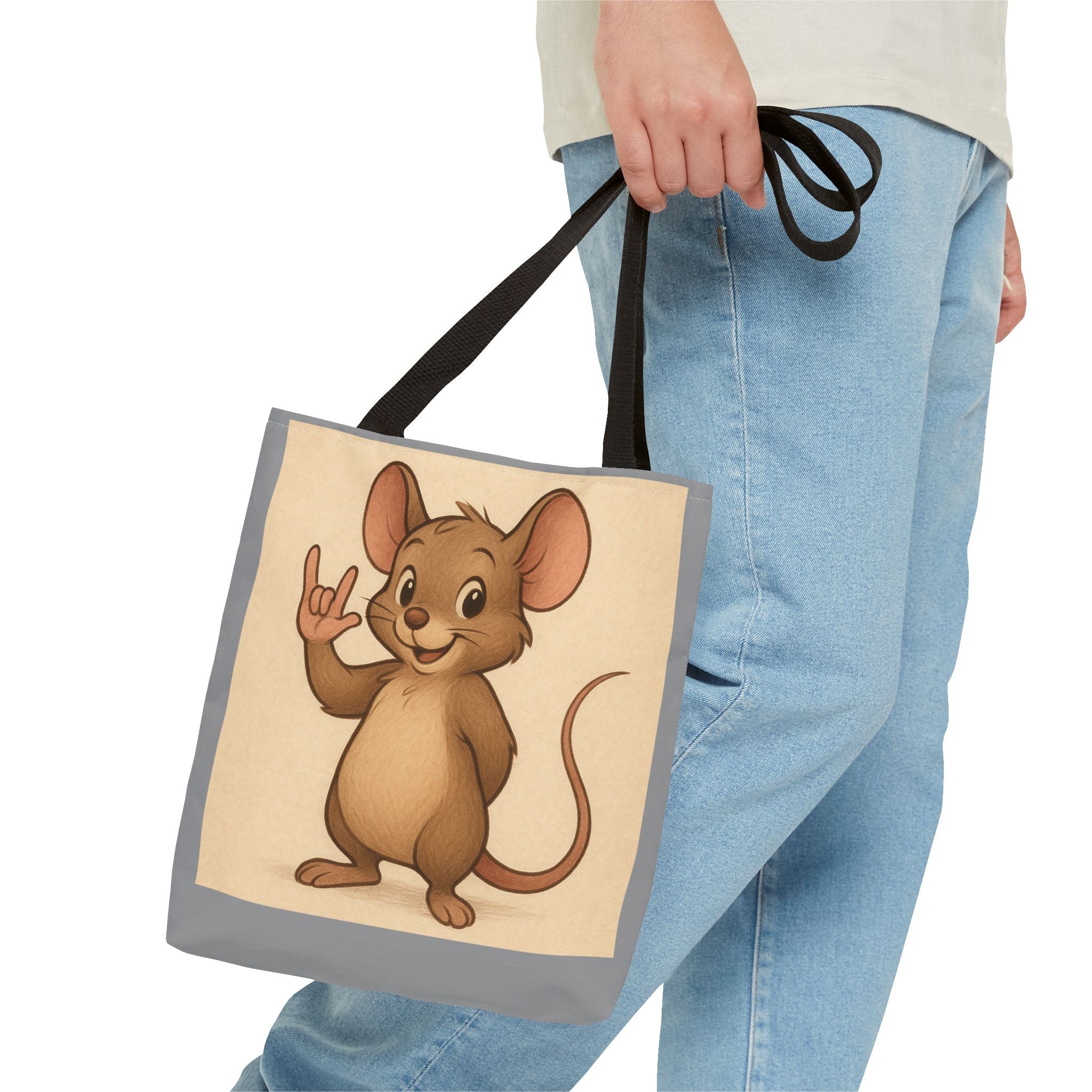 Tote Bag - Mouse I Love You, Cute Animal Print, Carry-All Shoulder Bag, Reusable Shopping Tote, Gift for Animal Lovers, Eco-Friendly Grocery