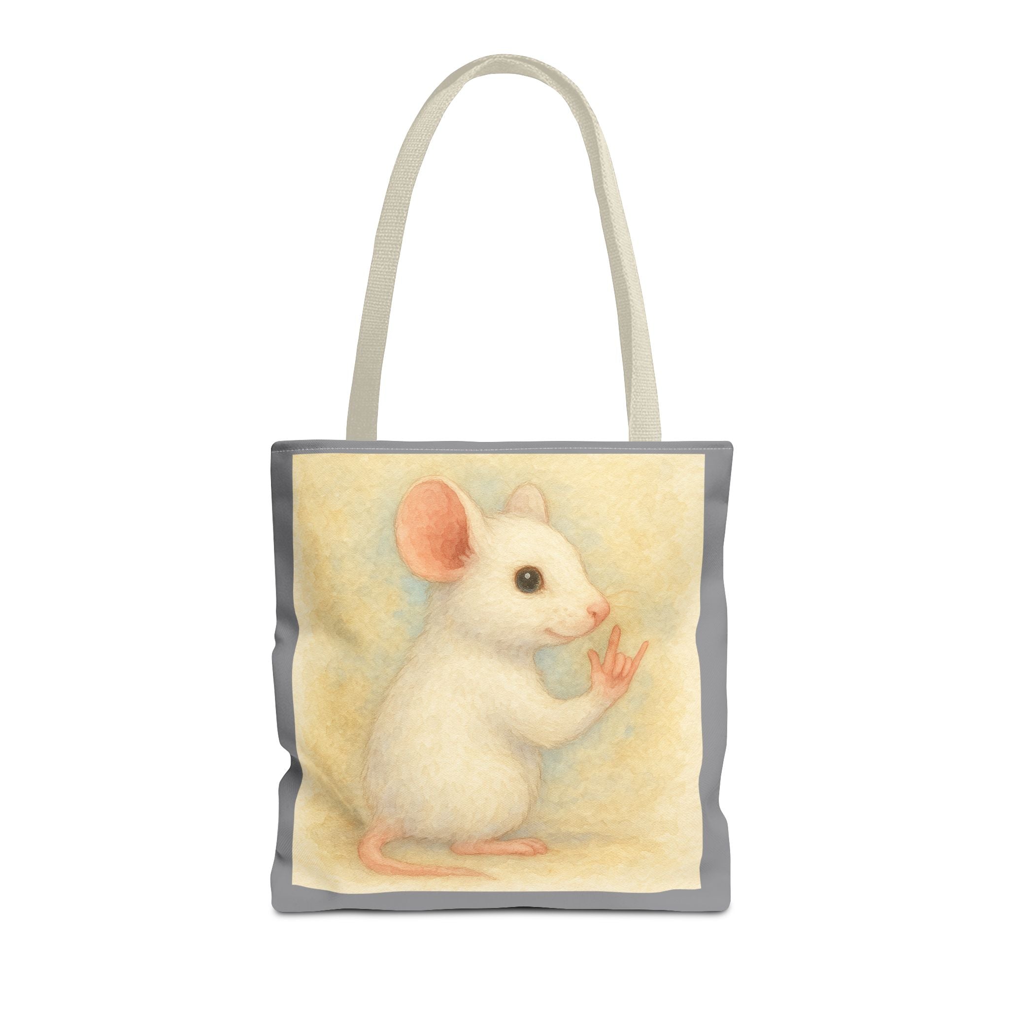Tote Bag - White Mouse I Love You, Cute Animal Print, Carry-All Shoulder Bag, Reusable Shopping Tote, Gift for Animal Lovers