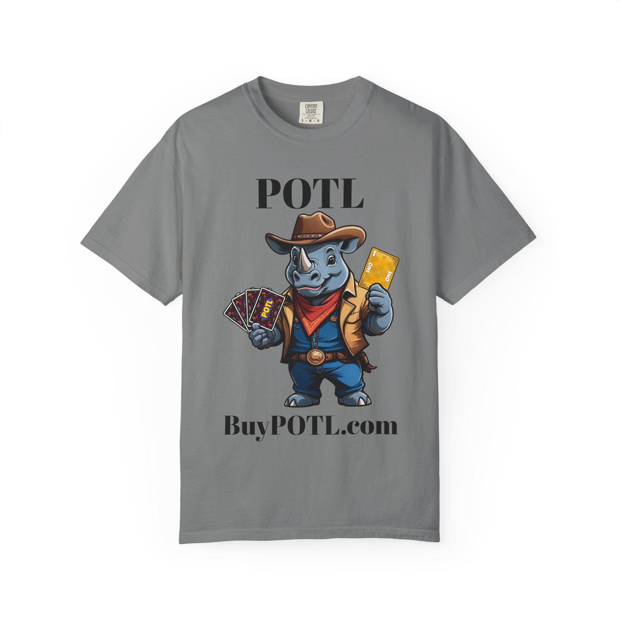 Cowboy Rhino POTL Mascot T-shirt | Board Game Character Tee