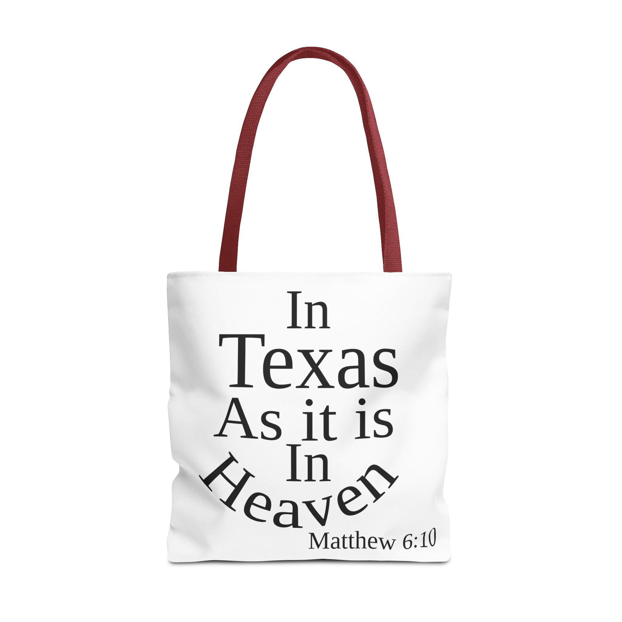 Personalized White Matthew 6:10 Bible Verse Tote Bag, City Or State | Market Grocery Craft Festival Outing, Lightweight Sturdy Polyester