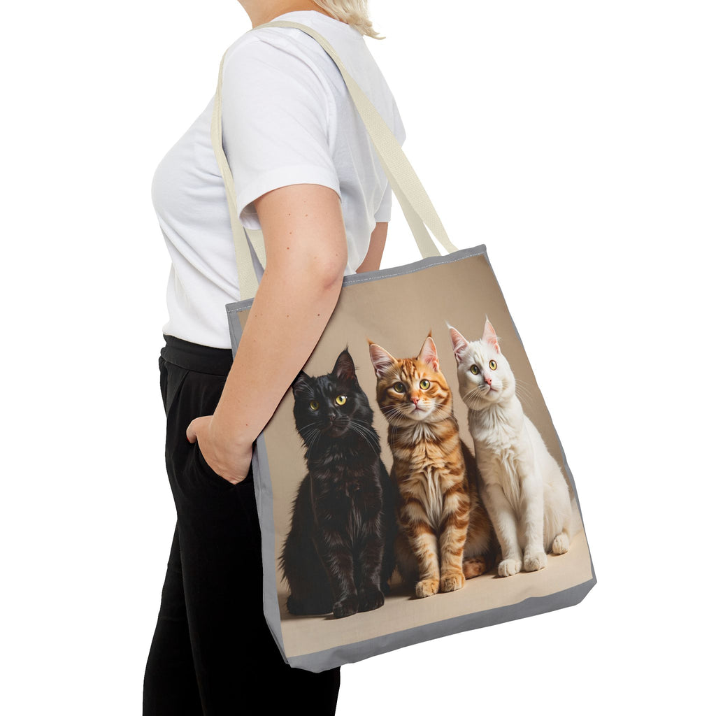 Tote Bag - Three Sitting Cats, Carry-All Shoulder Bag, Reusable Shopping Tote, Gift for Animal Lovers