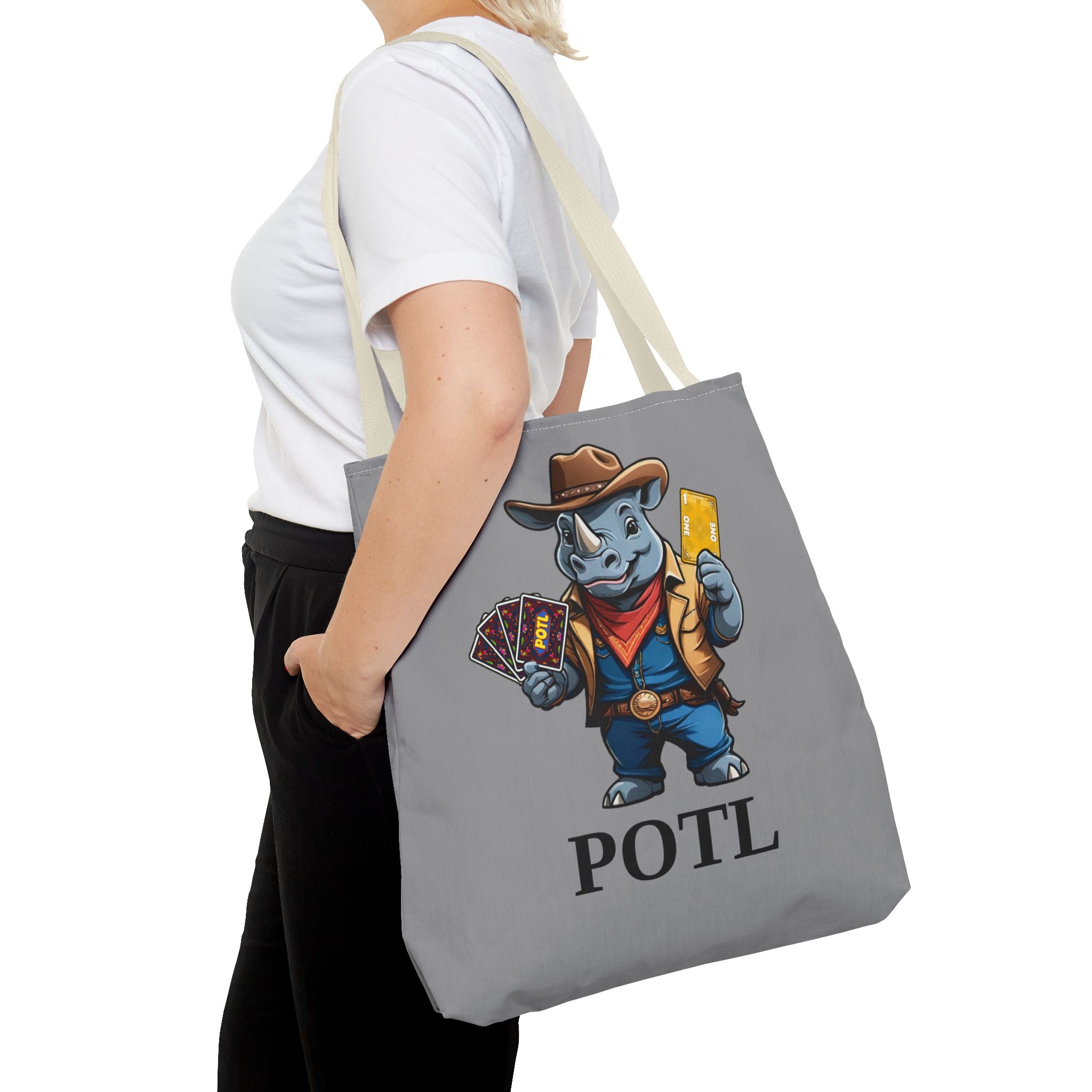 POTL Rhino Cowboy Mascot Tote Bag